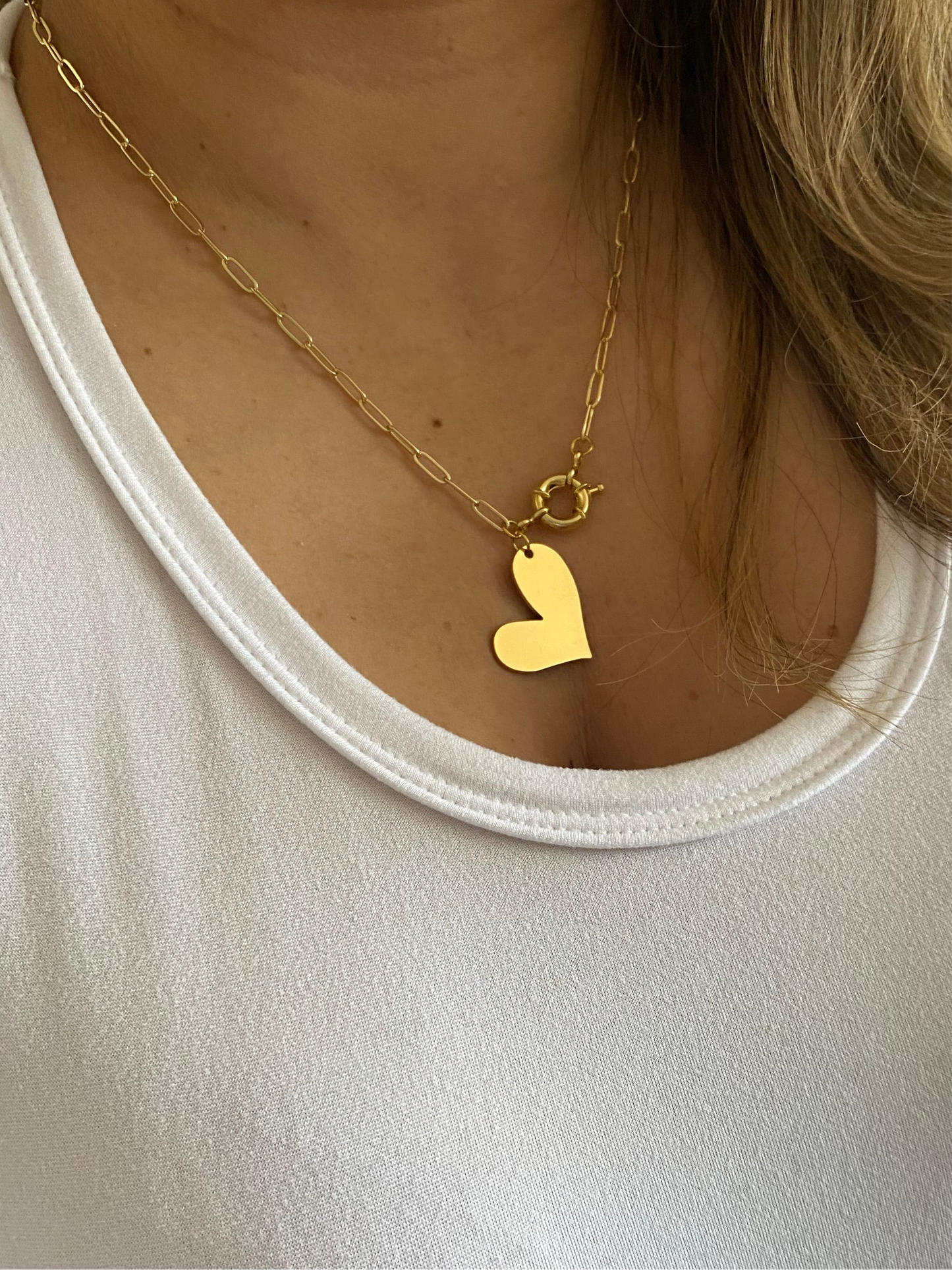 Collar Amor Con Cadena Y Broche Baño Oro