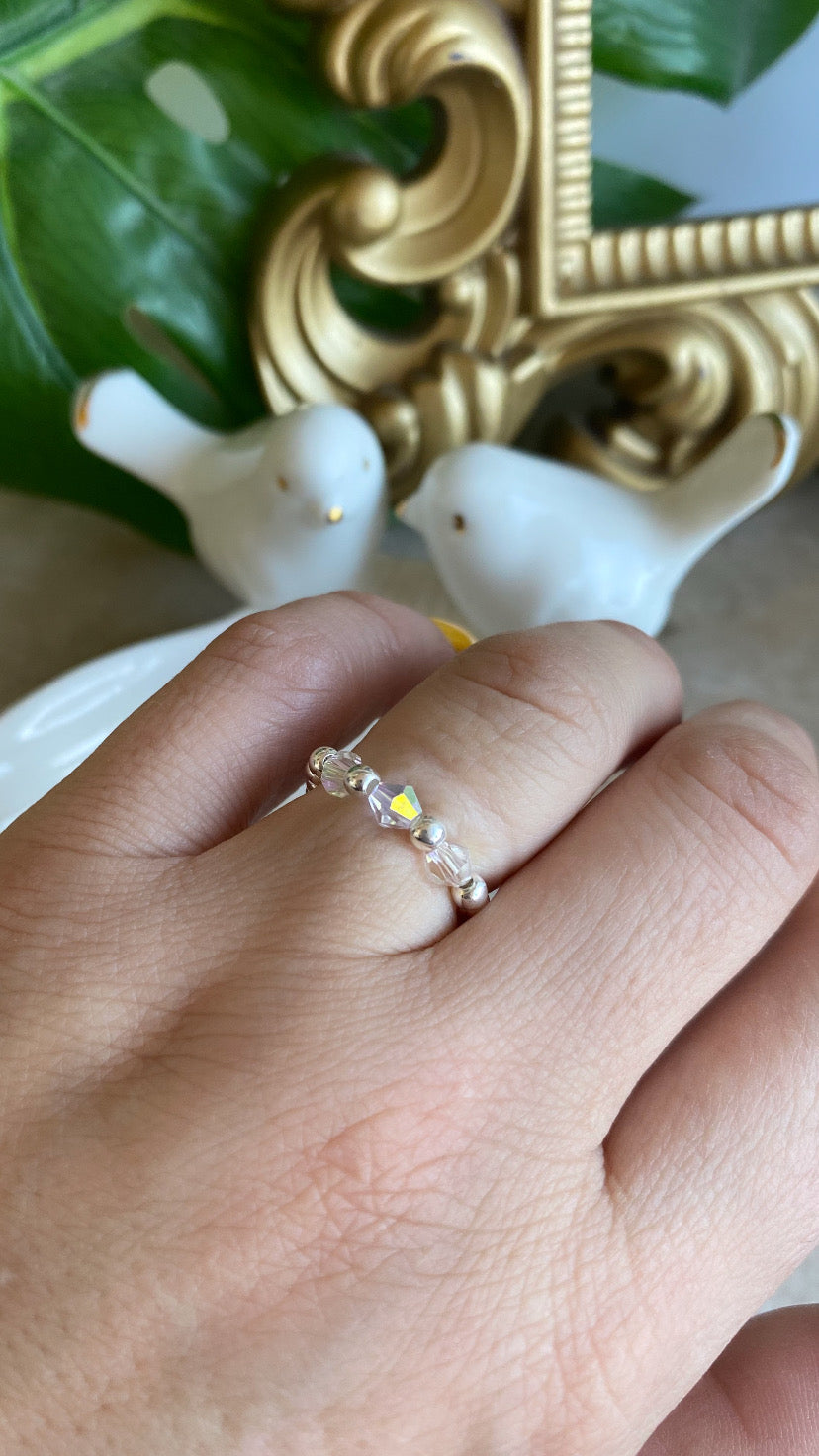 Anillo Balines de Plata con cristales swarovski Antistress