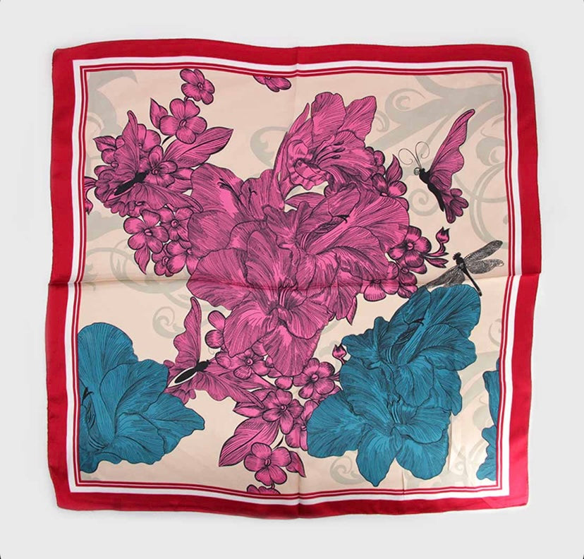 Pañuelo de Seda La belleza que permanece • 1 Pedro 3:3-5 • Púrpura 70x70 cms