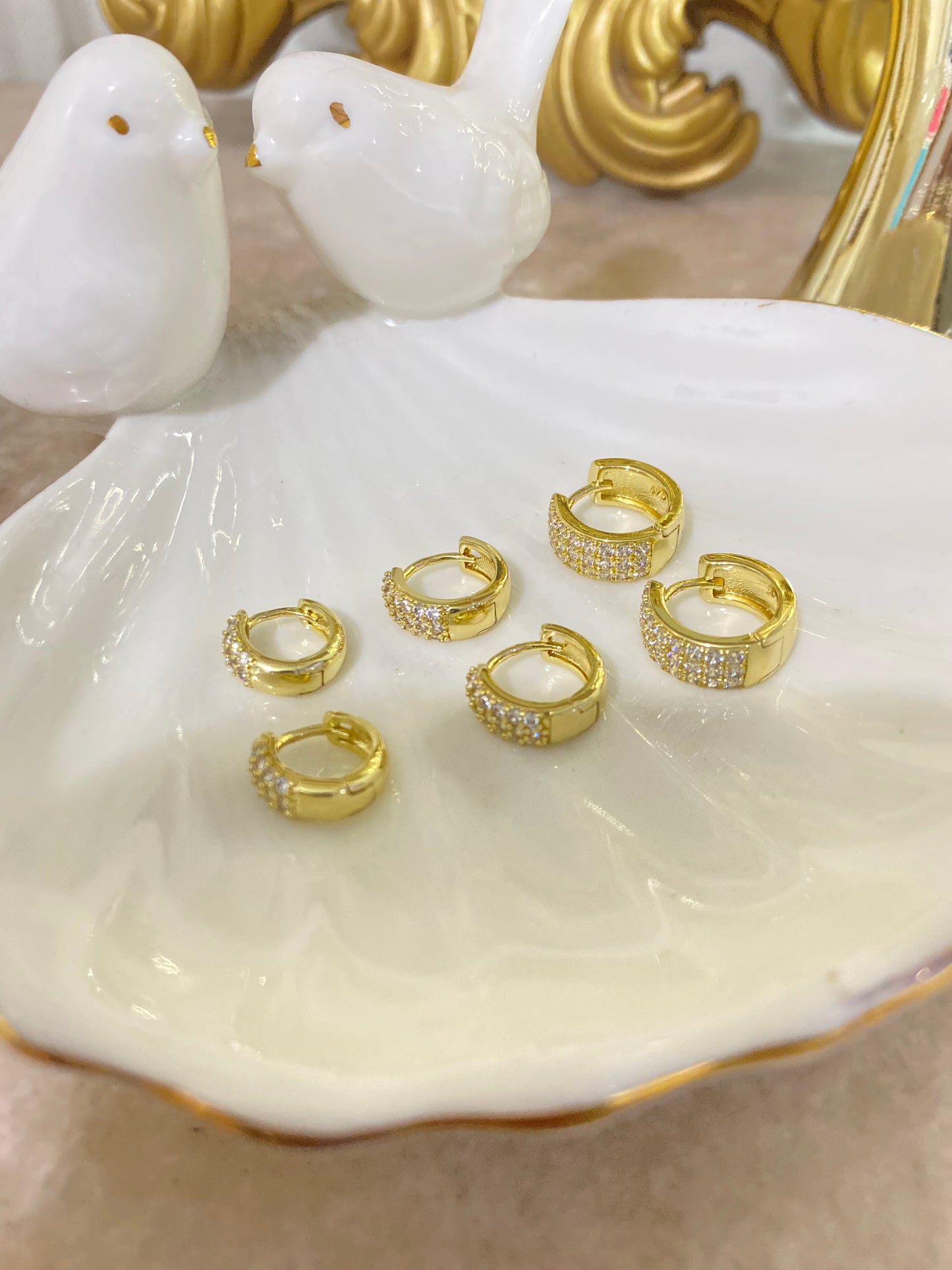 Aros Argolla Baño Oro Microcircones 15mm