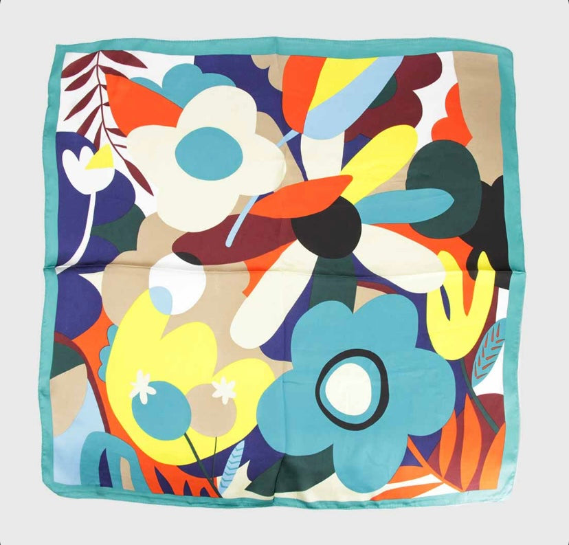 Pañuelo de Seda • Florece donde estas plantada • Salmo 1:3 • Turquesa 70x70 cms