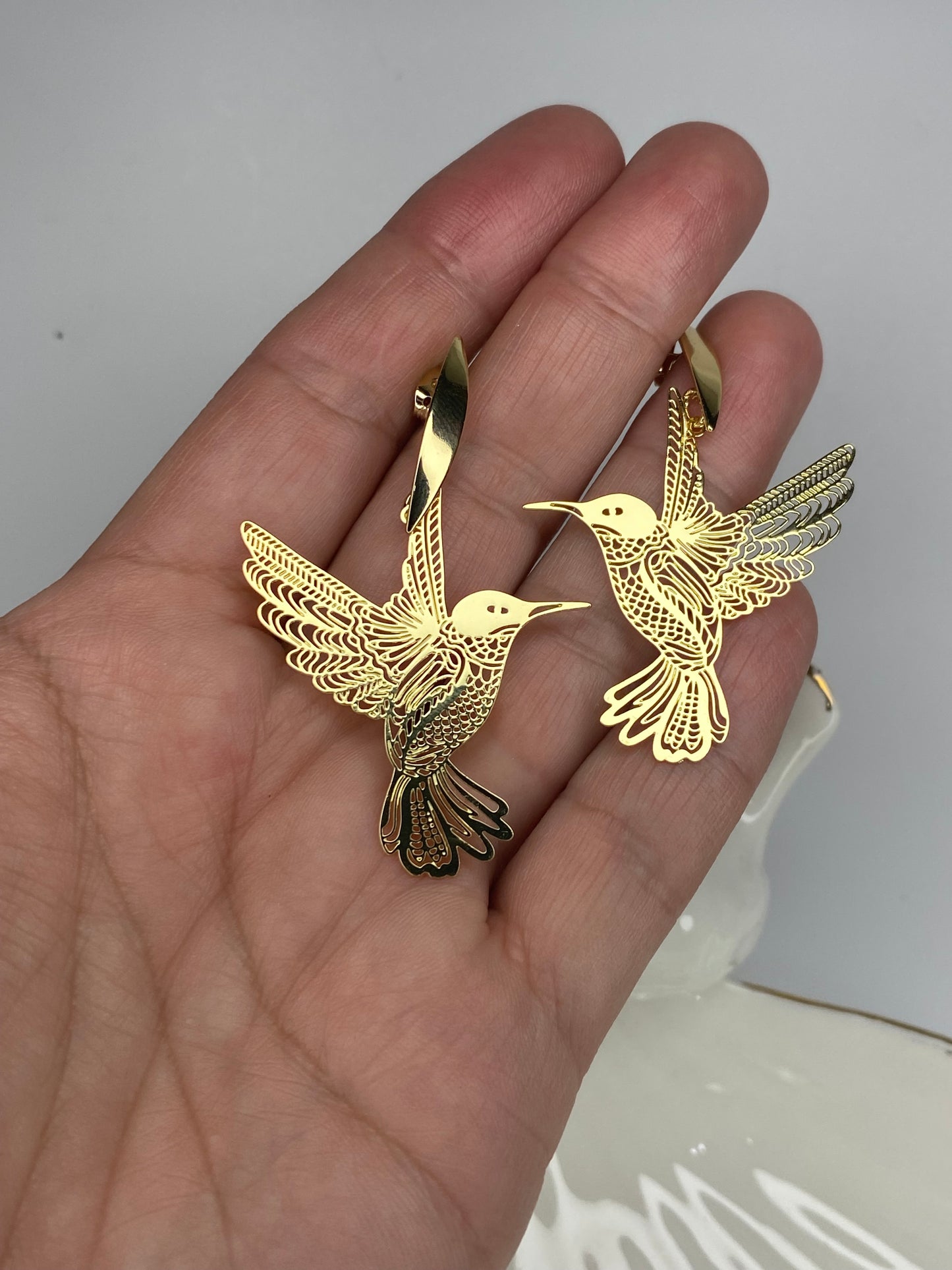 Aros Colibrí bondad baño oro