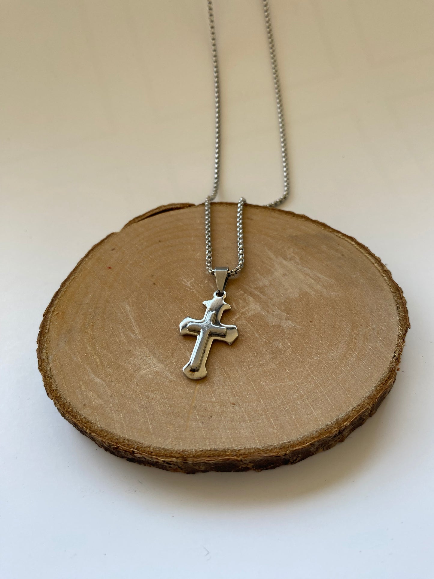 Collar acero cruz - 60 cms