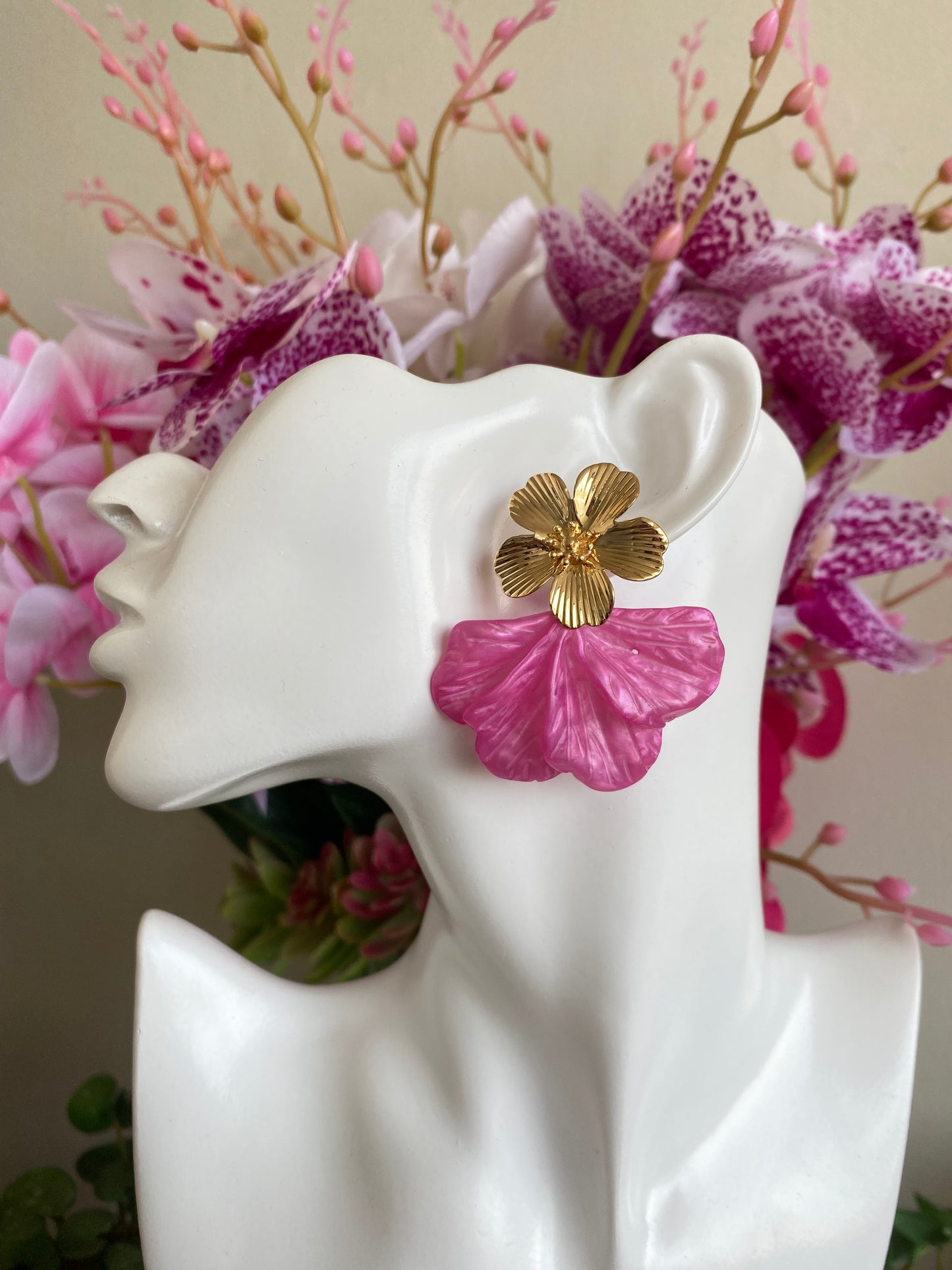 Aros Flor fucsia