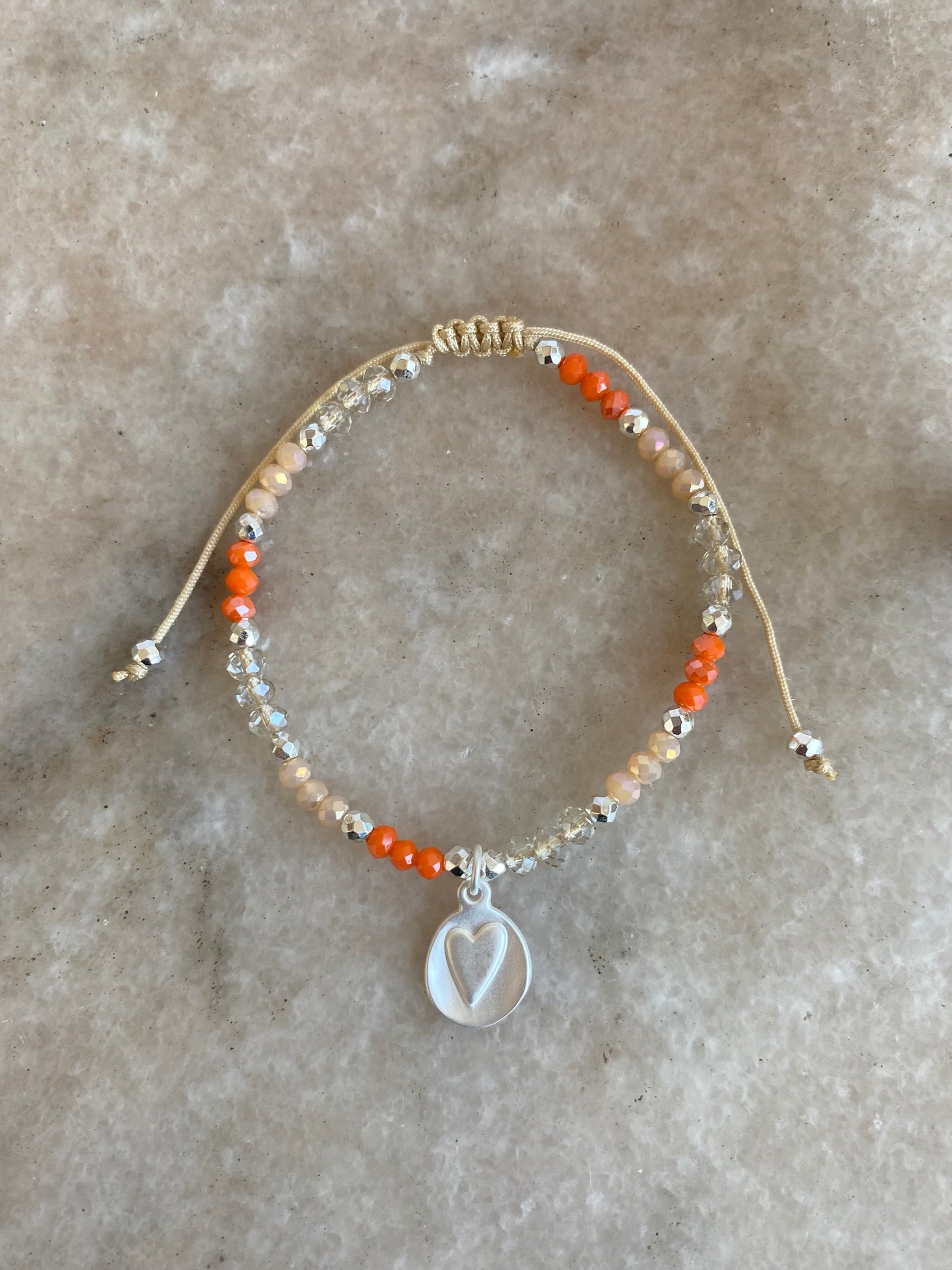 Pulsera ajustable Corazón Ovalo Baño Plata y Cristales Checos Colores