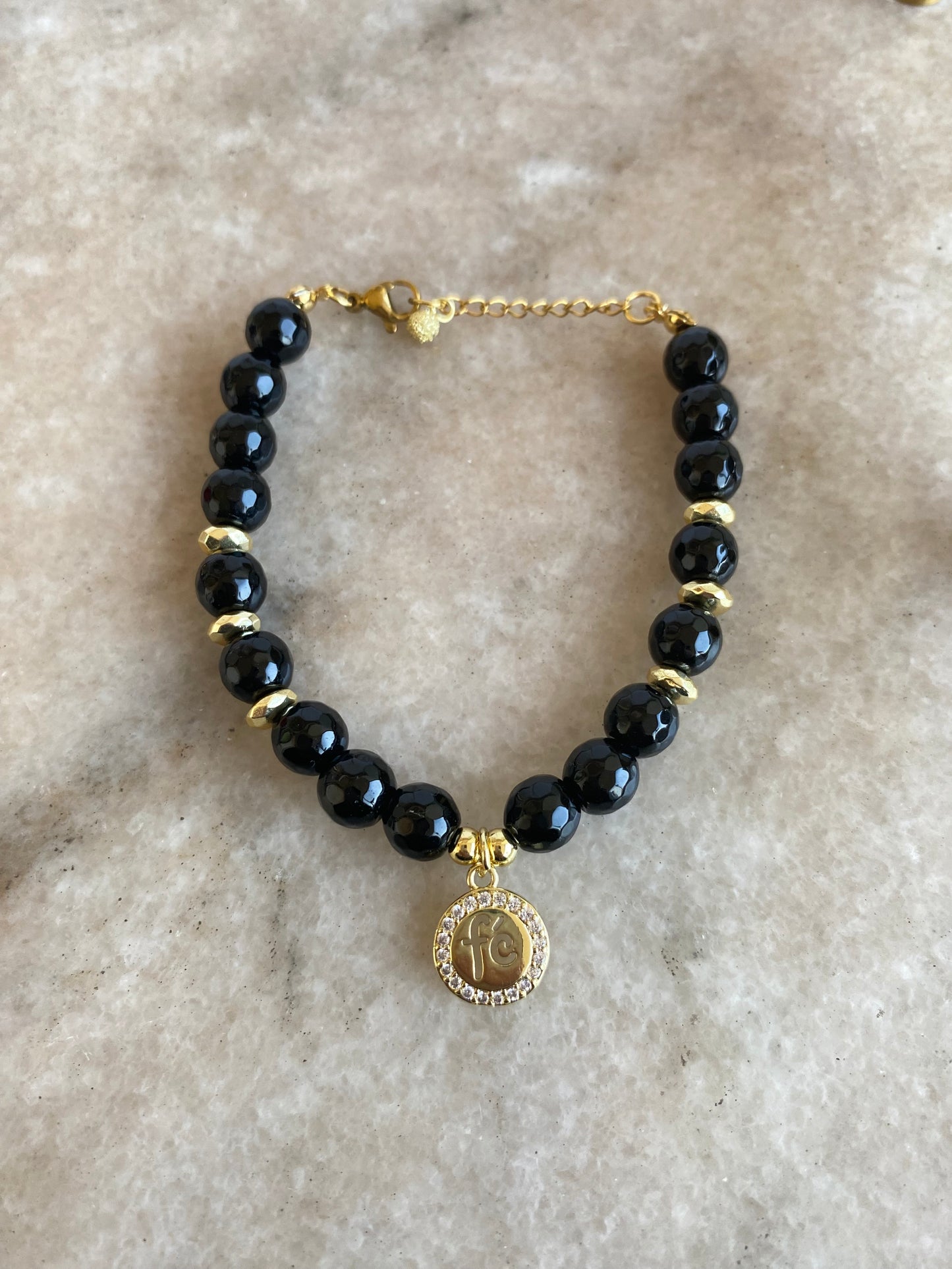 Pulseras Fe piedras ágatas negras