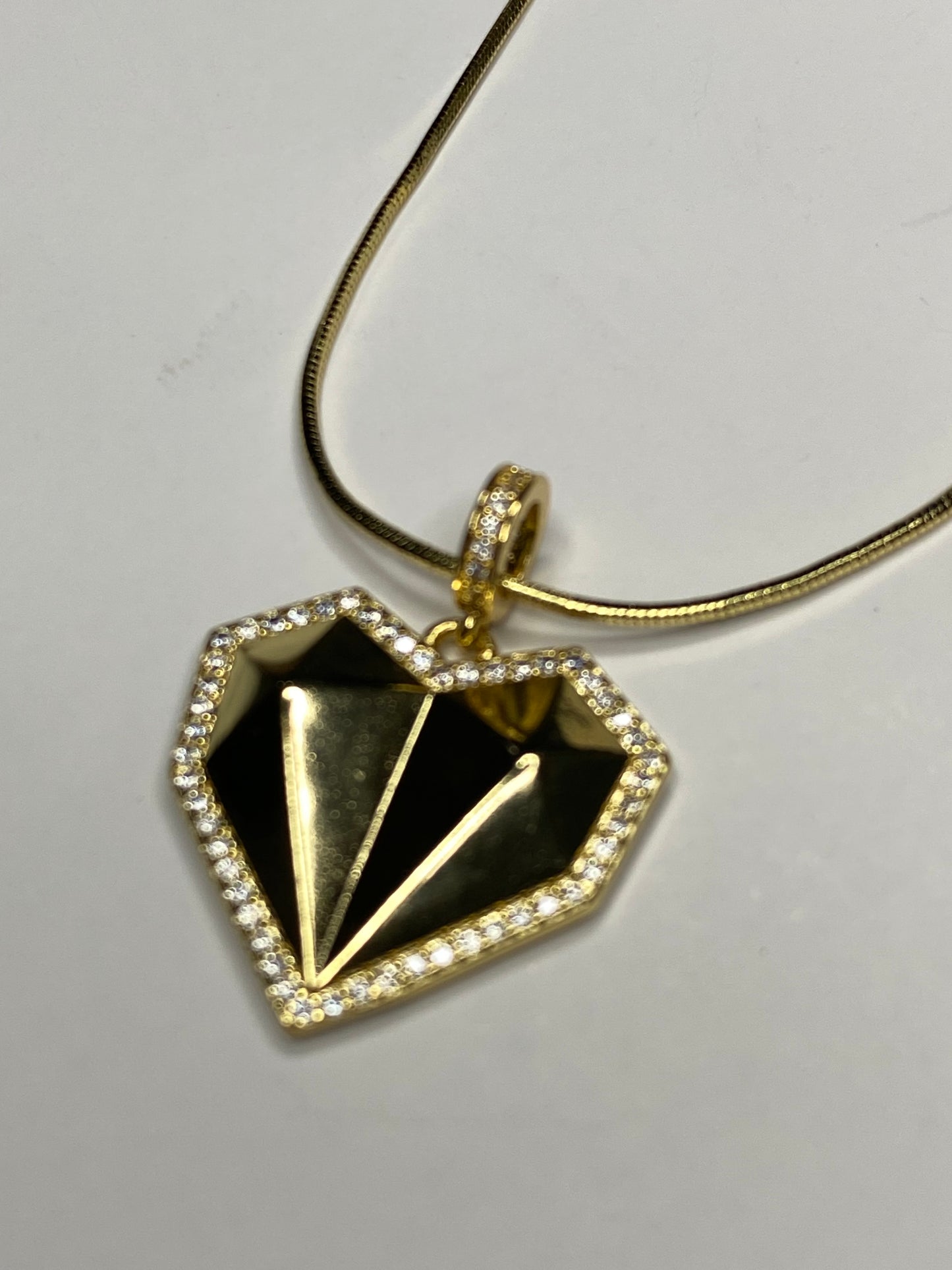 Collar Corazón diamante microcircones baño oro