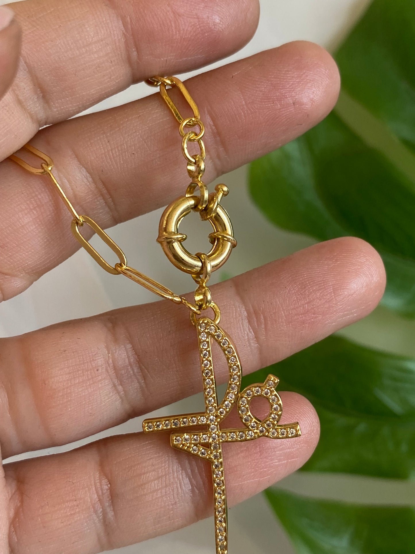 Collar Fe baño oro • Cadena eslabones 45 cms