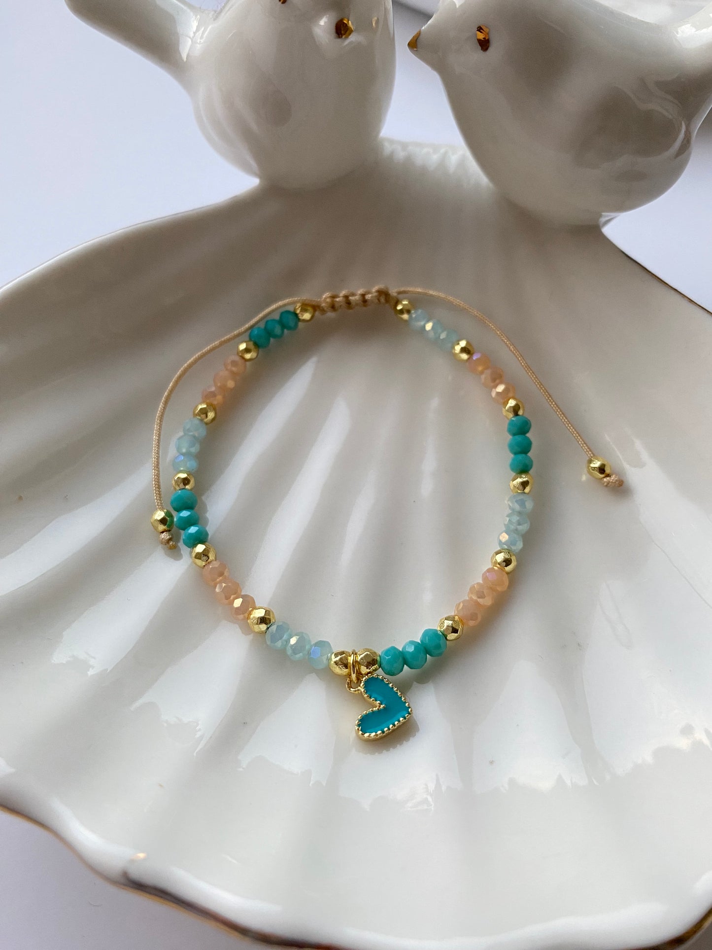 Pulsera cristal Corazón turquesa