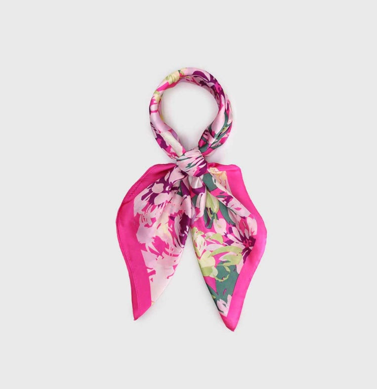 Pañuelo de Seda Belleza inigualable • Mateo 6:29 • fucsia 70x70 cms