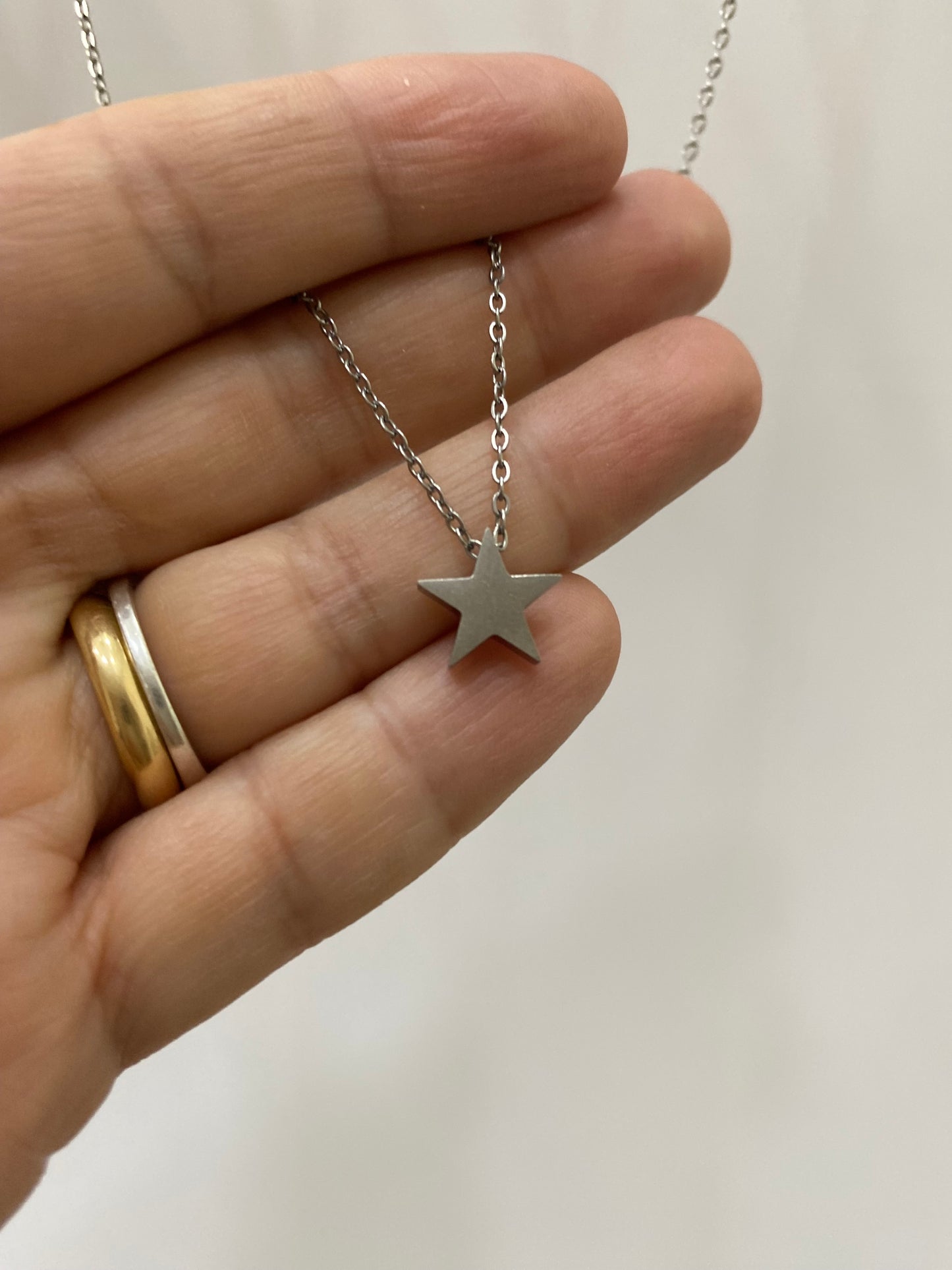 Collar Estrella acero plateado