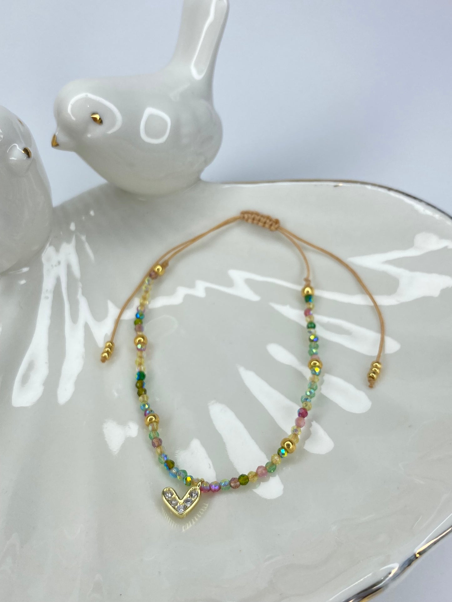 Pulsera amor fe cristales Checos colores ajustable