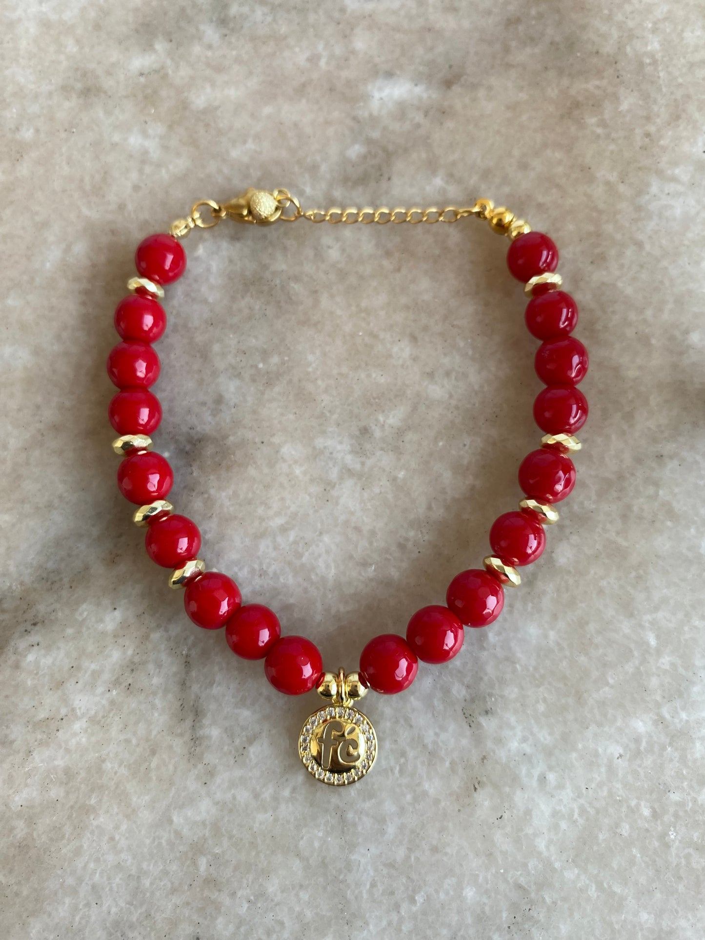 Pulseras Fe piedras ágatas rojo