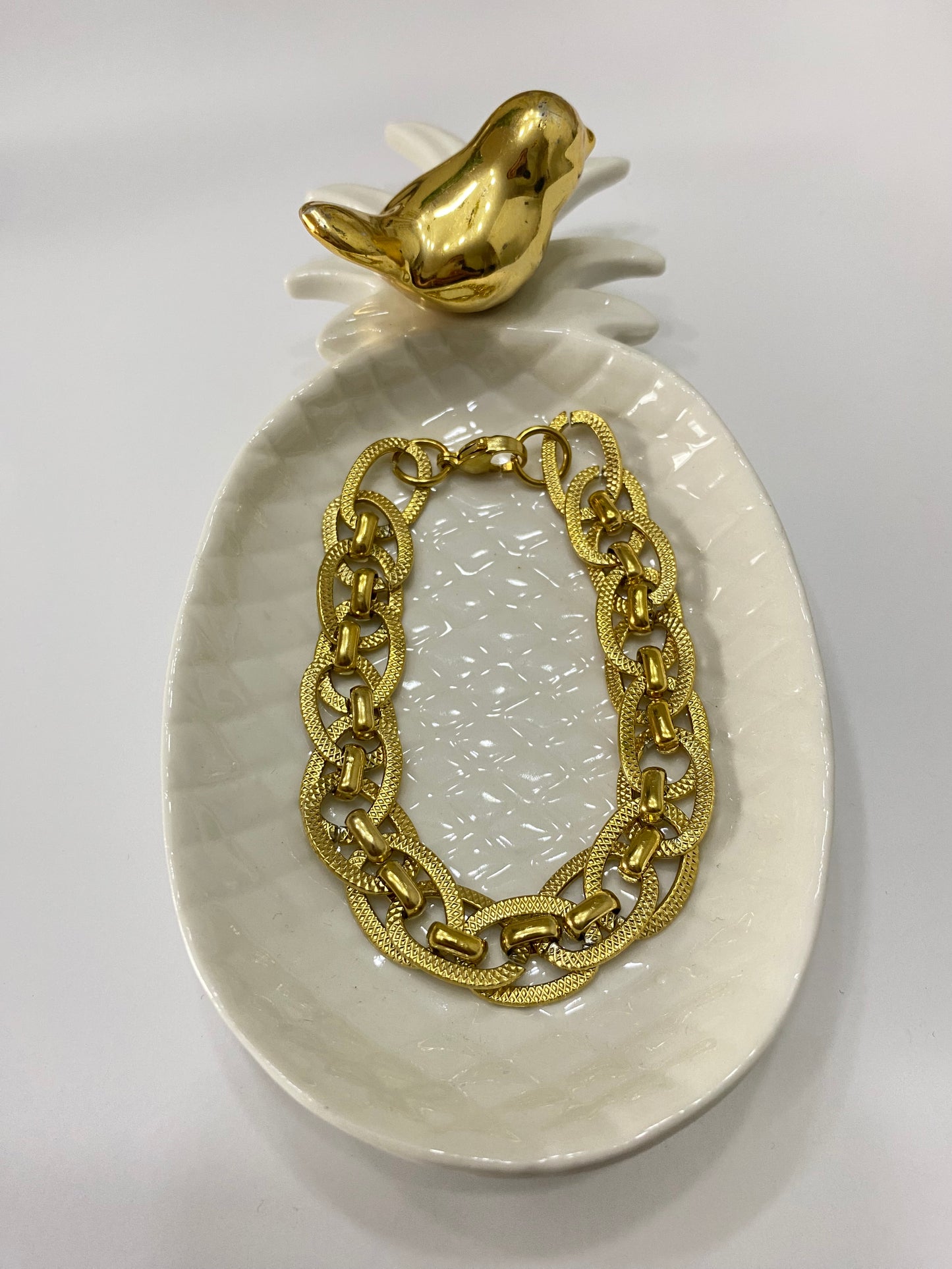 Pulsera eslabones de amor dorada acero
