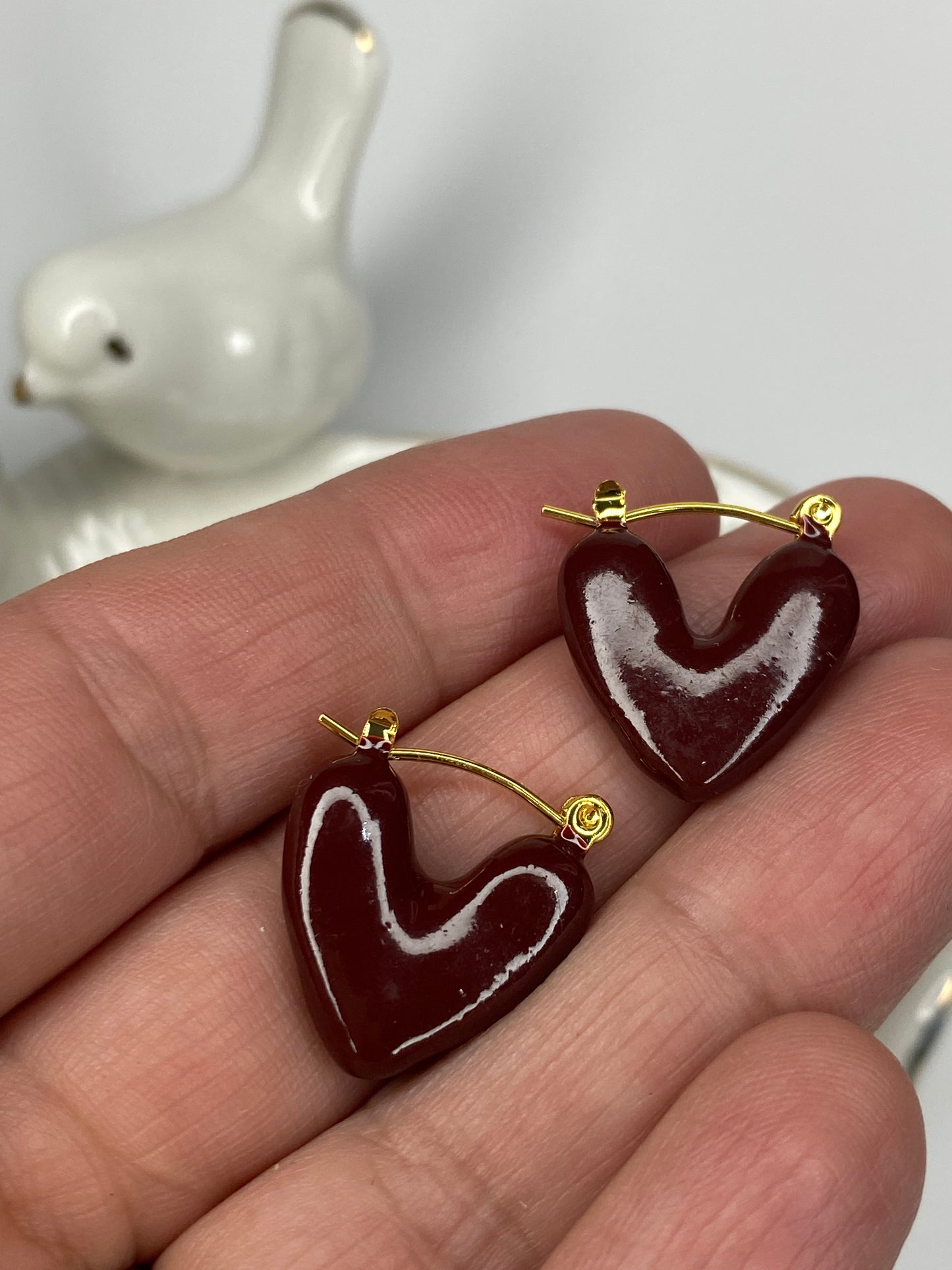 Aros corazón chocolate/acero 20mm