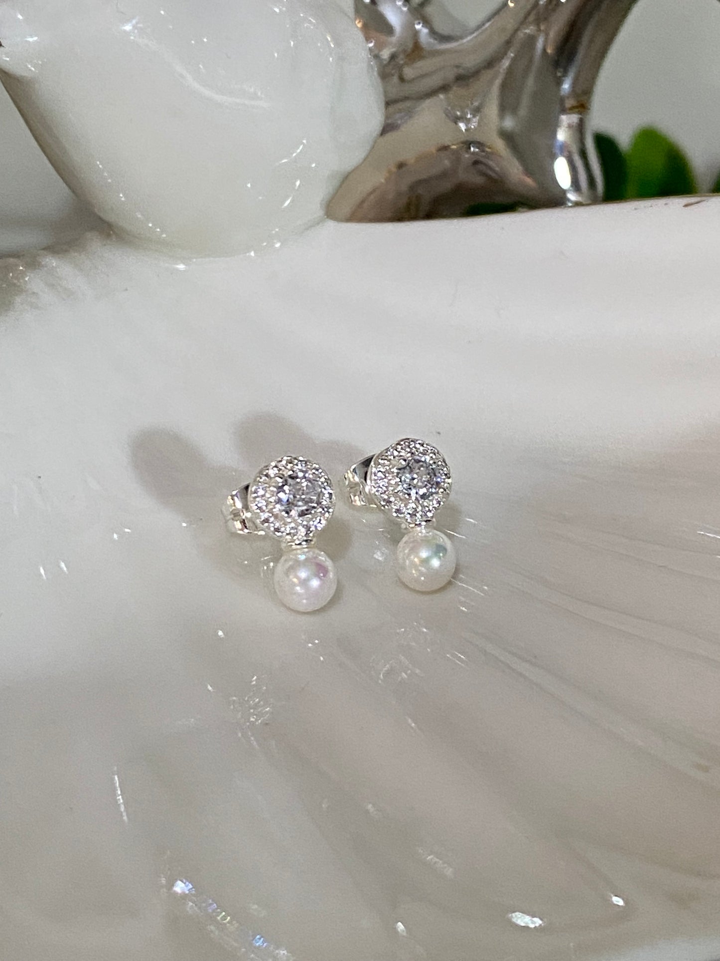 Aros Perla y microcircones Plata Italiana