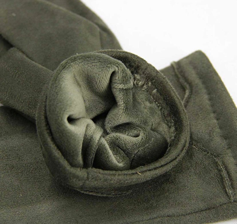 Guantes negros Gamuza Verde