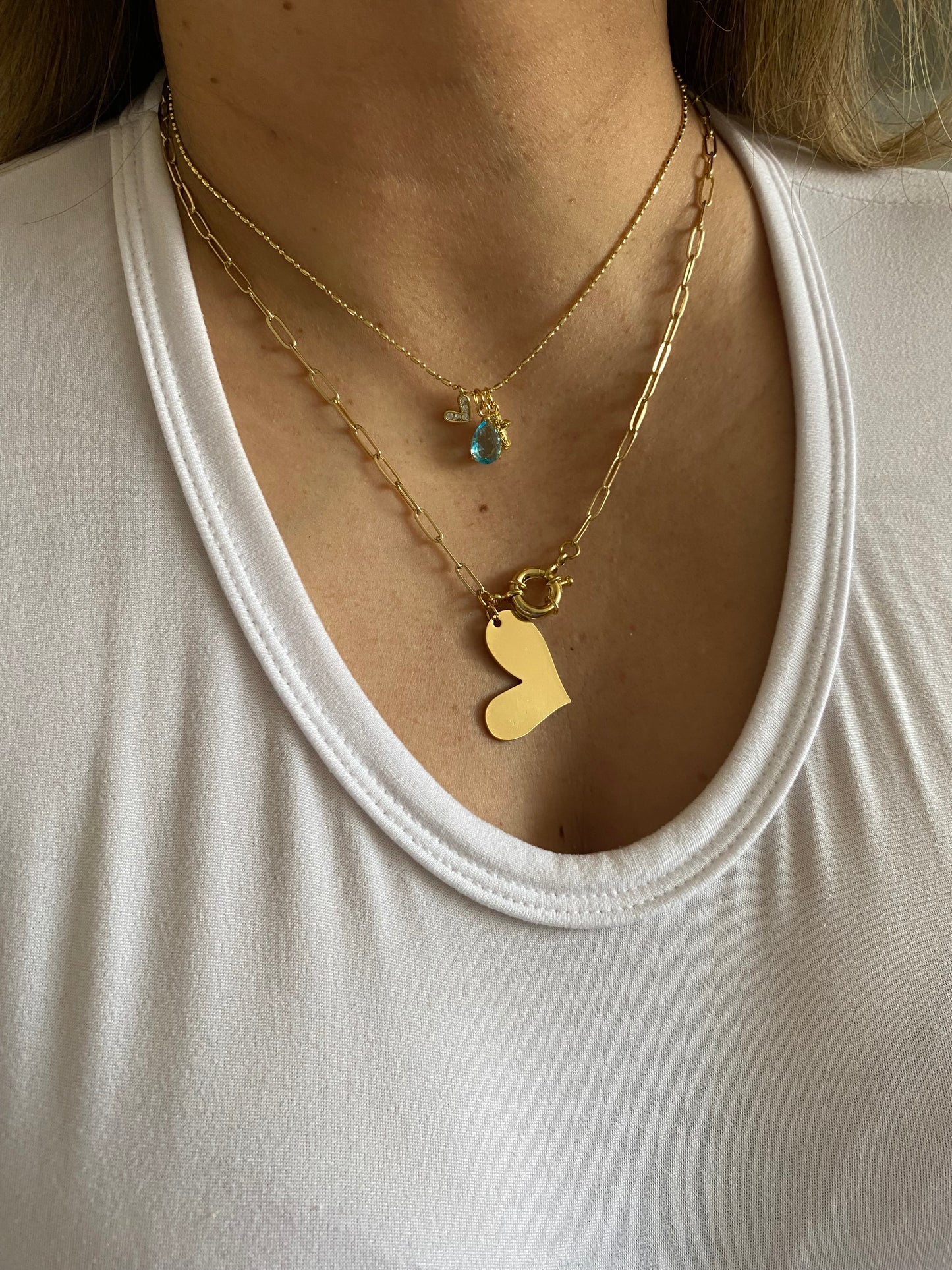 Collar Amor Con Cadena Y Broche Baño Oro
