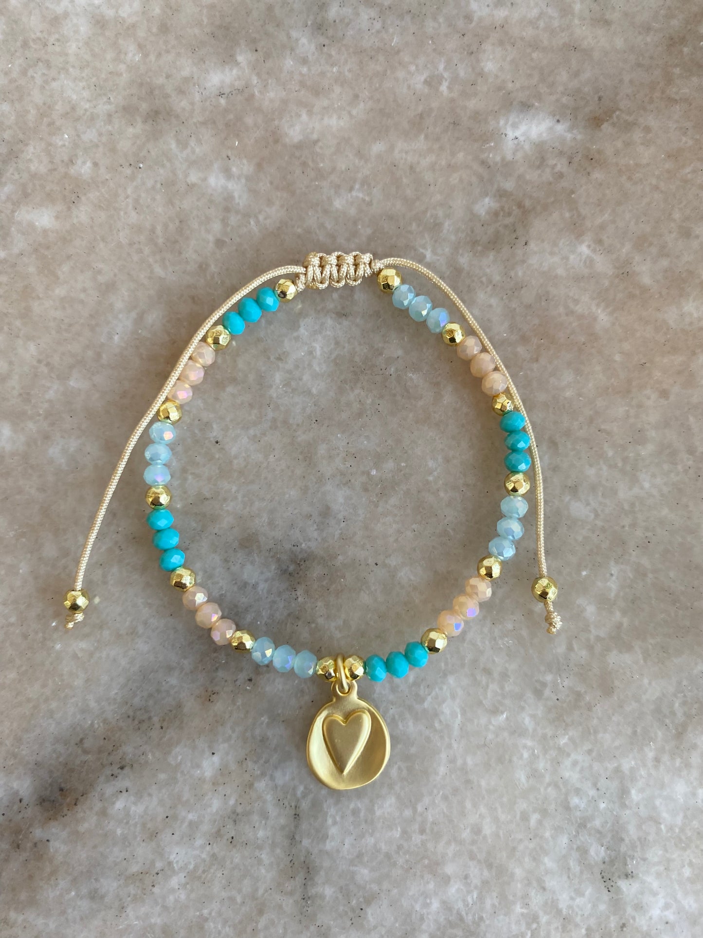 Pulsera ajustable Corazón Ovalo Baño Plata y Cristales Checos Colores