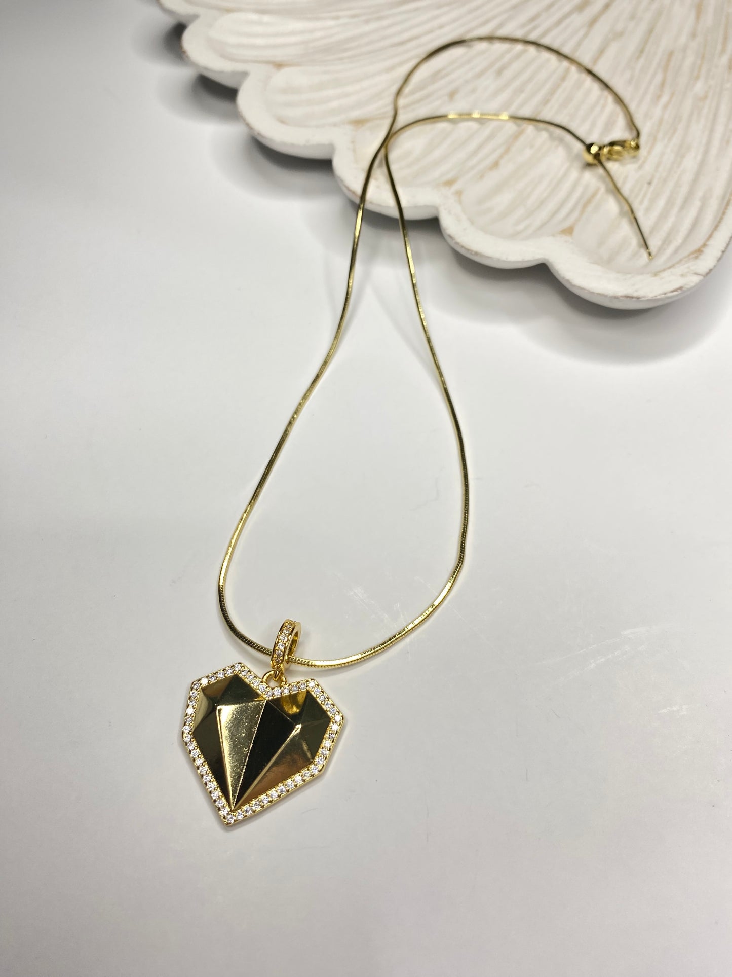 Collar Corazón diamante microcircones baño oro