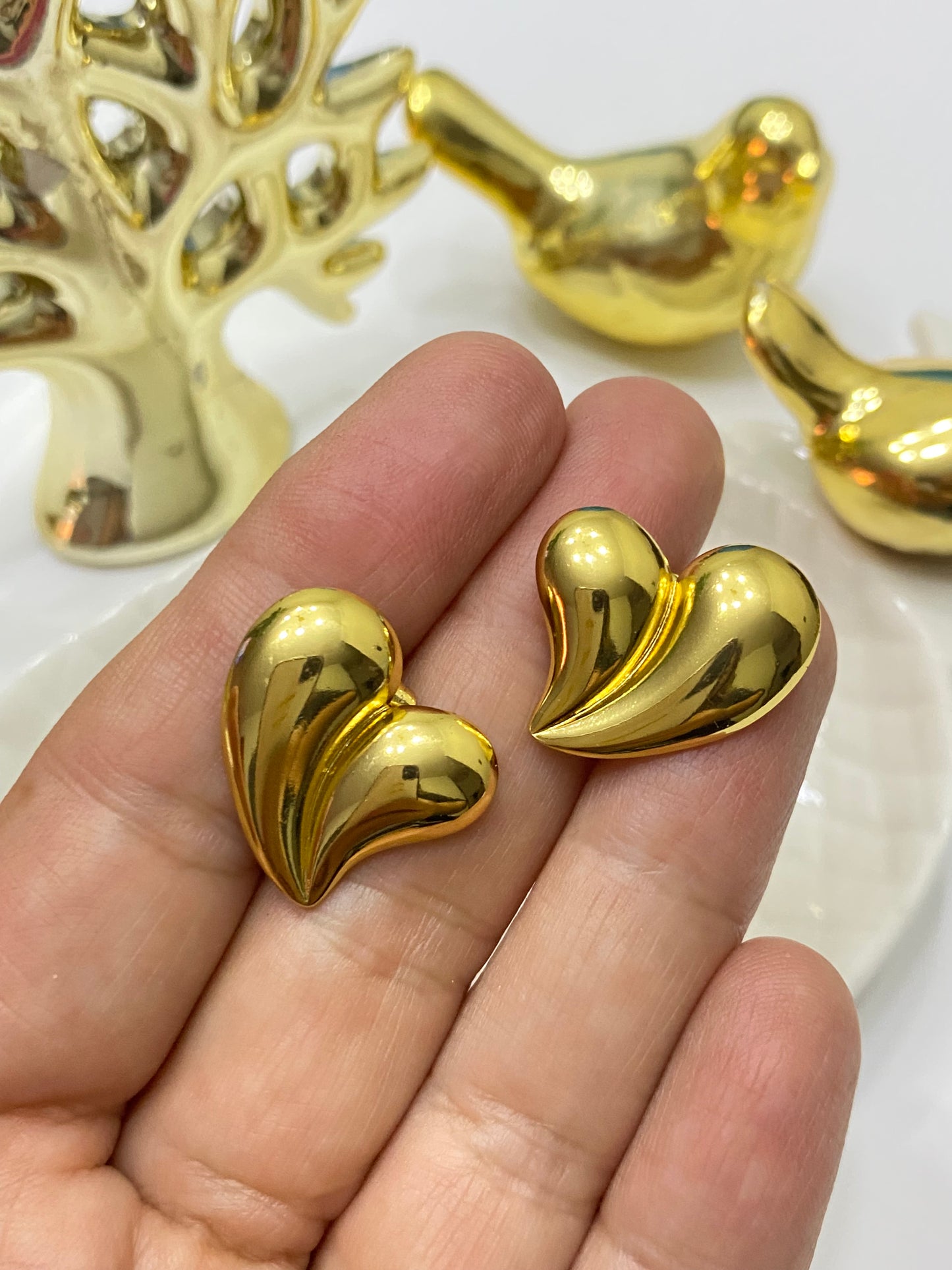 Aros acero dorado amada relieve