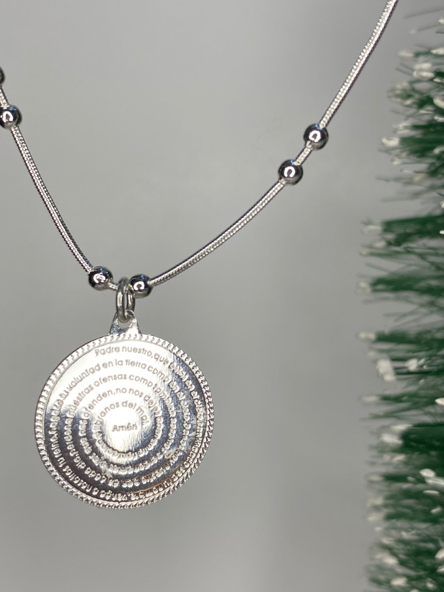 Collar Padre Nuestro Cadena balines • Baño de Plata