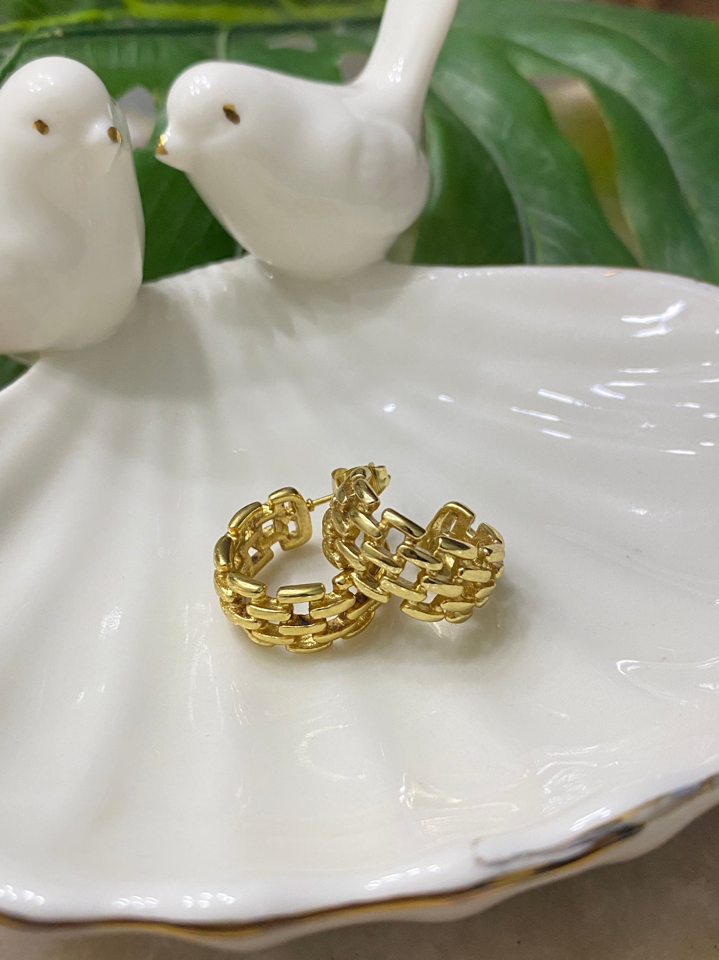 Argolla eslabones acero oro