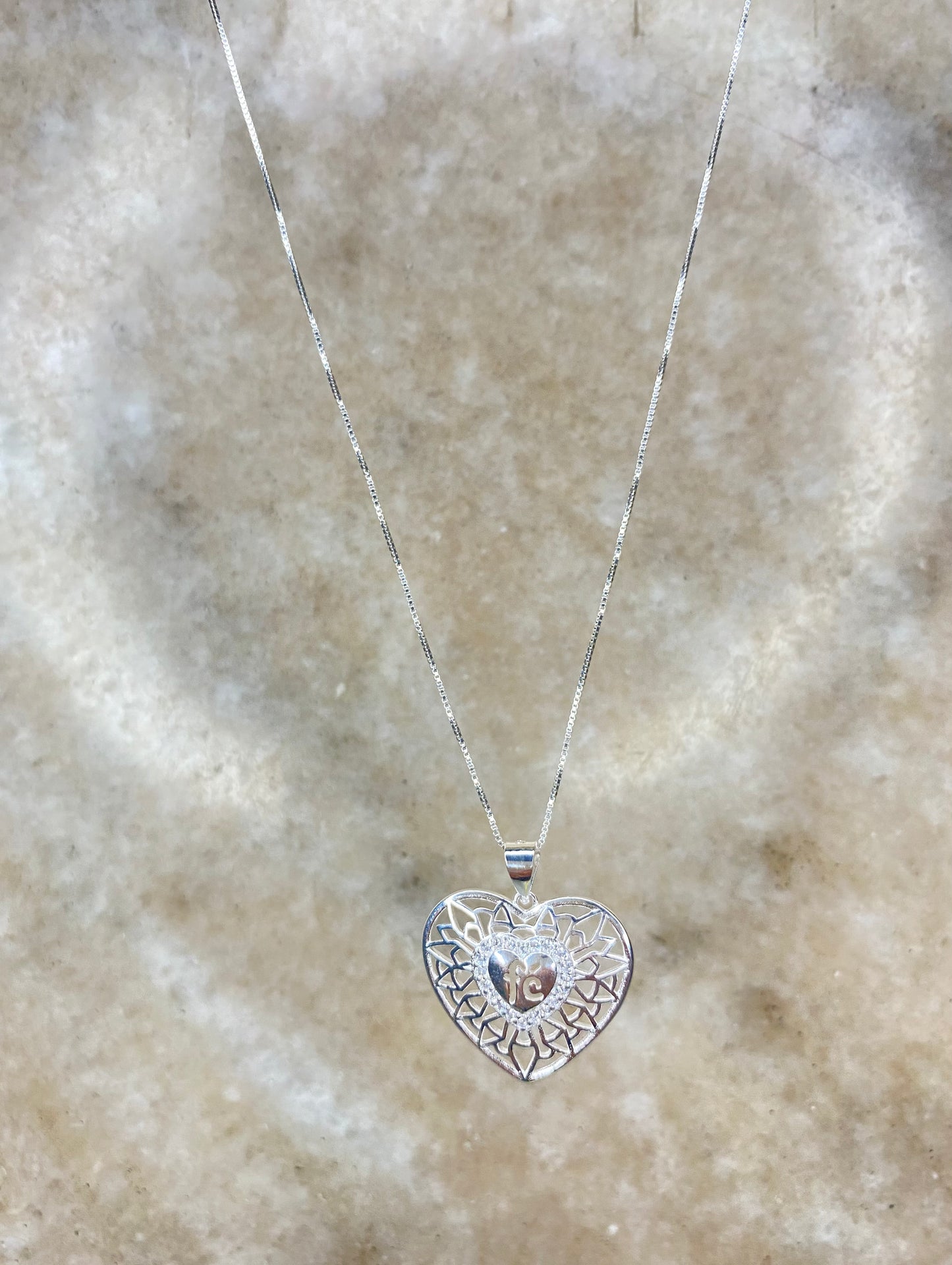 COLLAR CORAZON DE FE PLATA ITALIANA