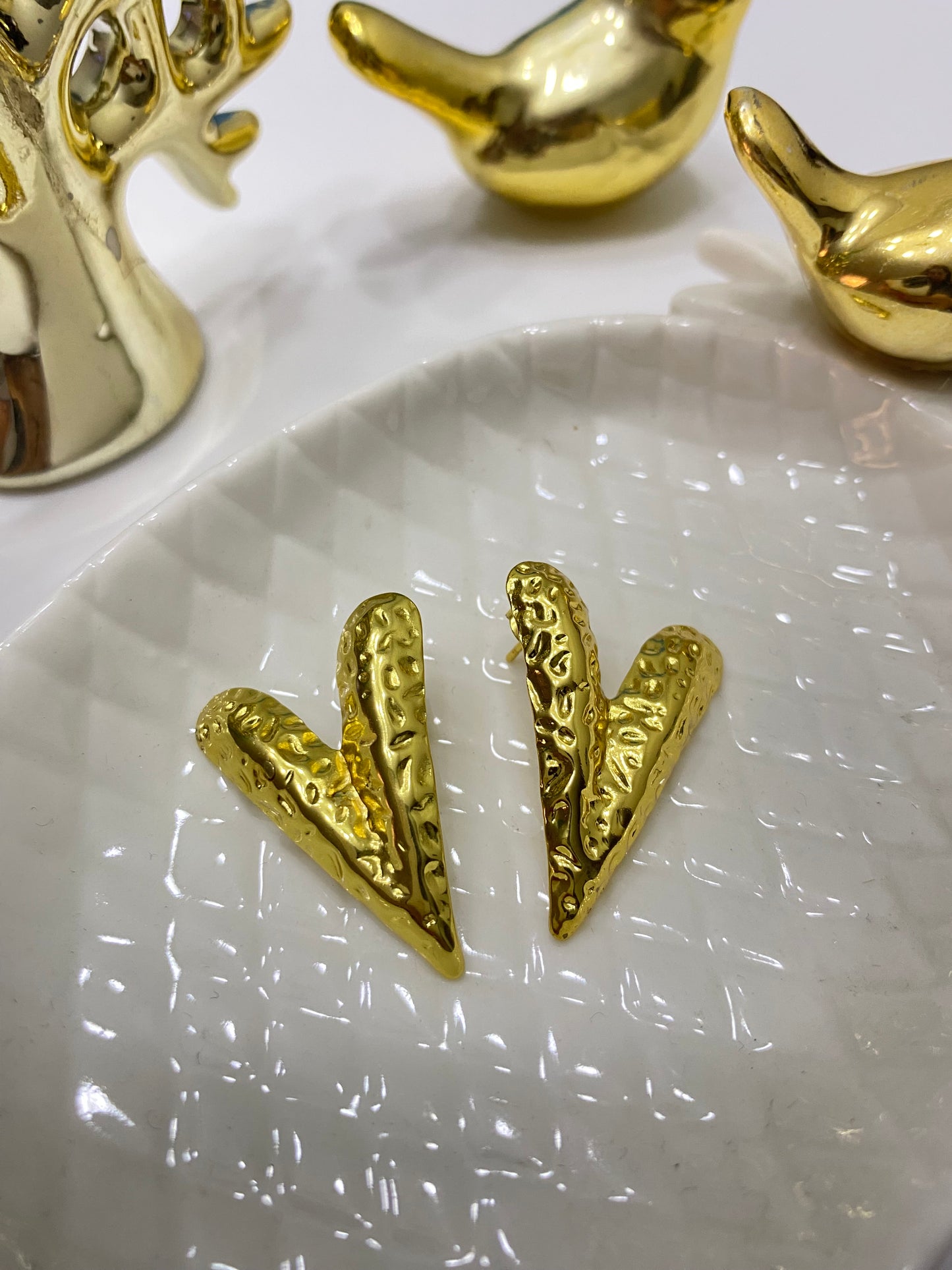 Aros maxi corazón acero dorado