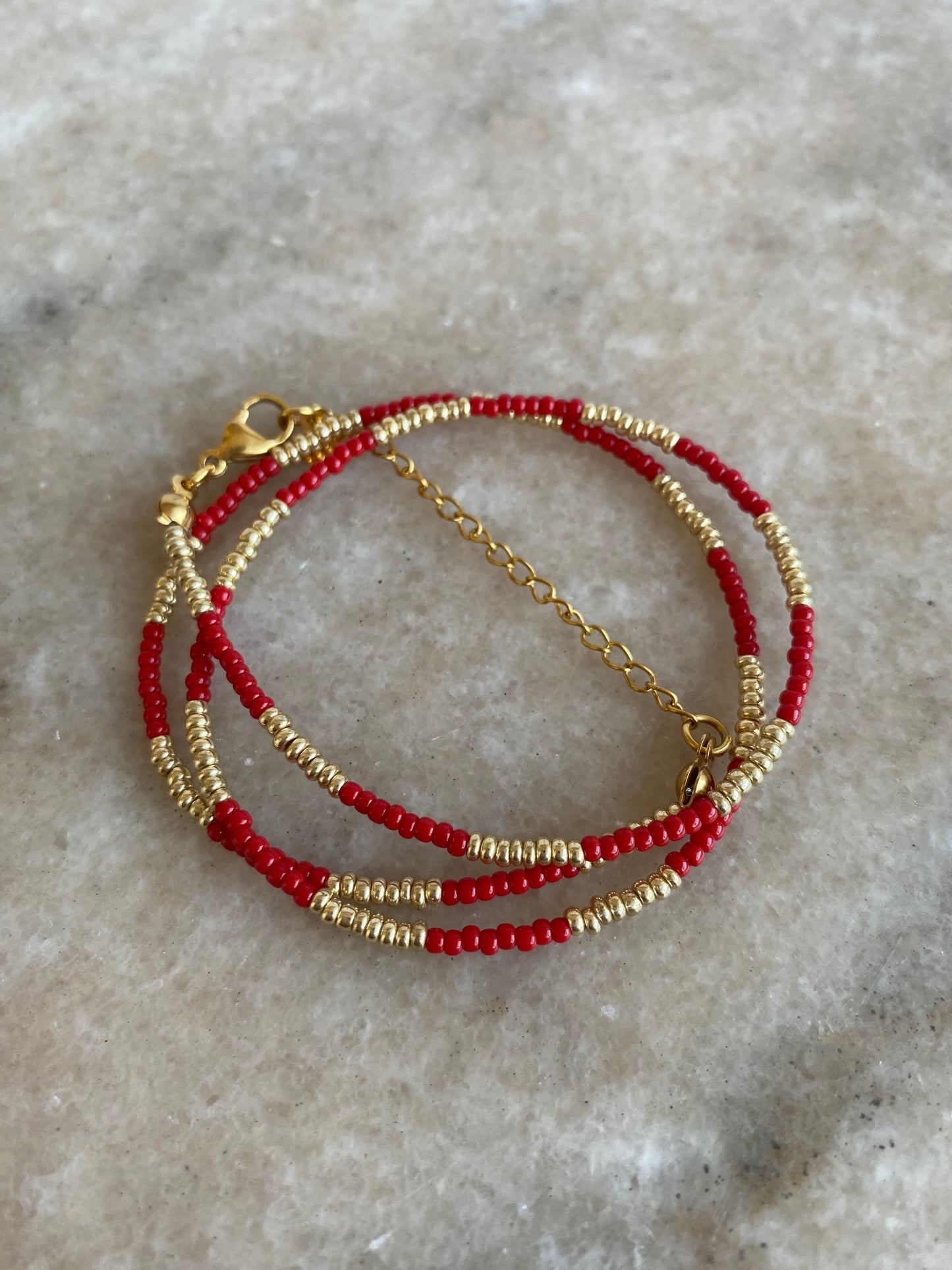 Collar chocker miyuki Rojo y dorado