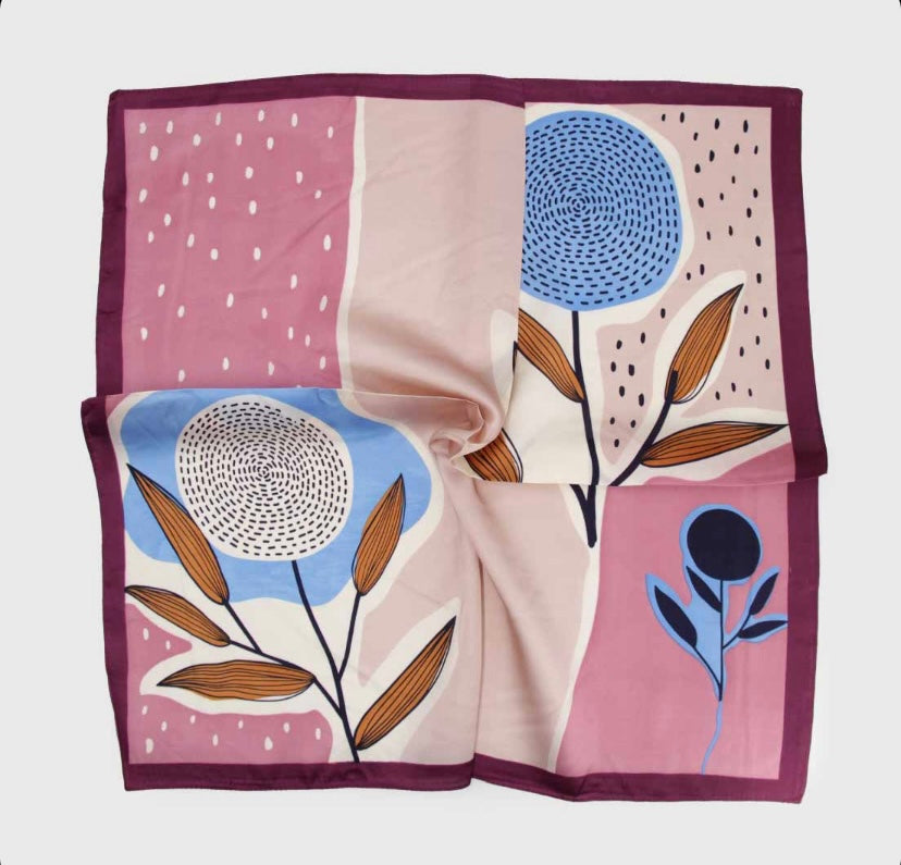 Pañuelo de Seda • Florece donde estas plantada • Salmo 1:3 • Rosa 70x70 cms