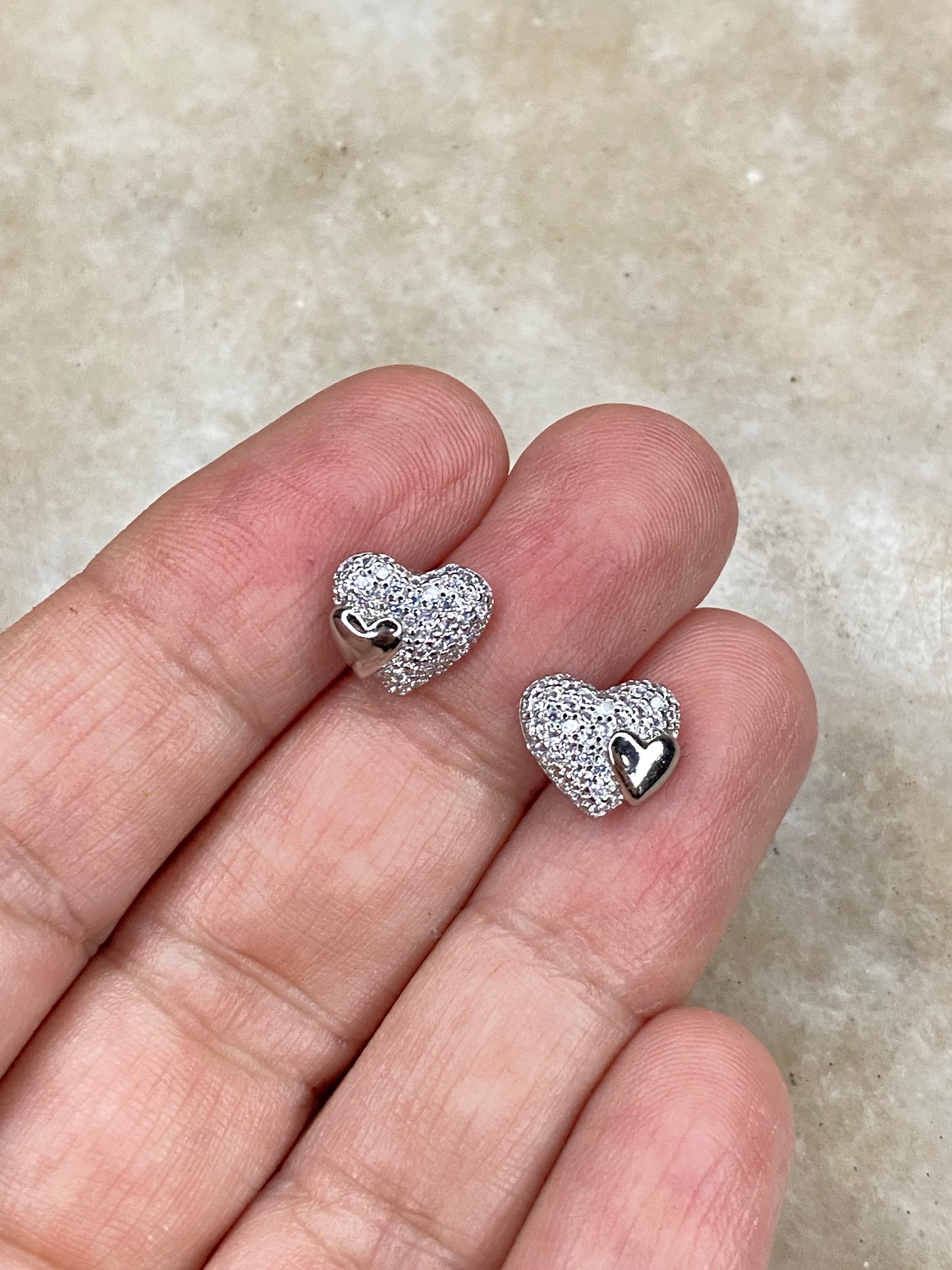 Aros Corazón Mamá e Hija Rodio plateado