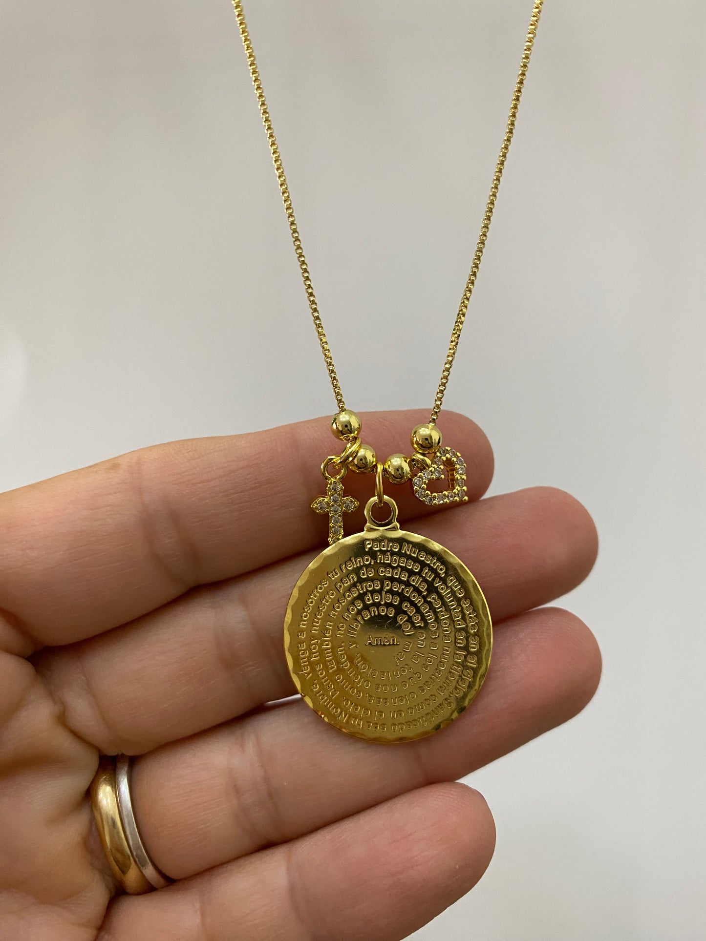 Collar Padre Nuestro baño oro Cadena ajustable