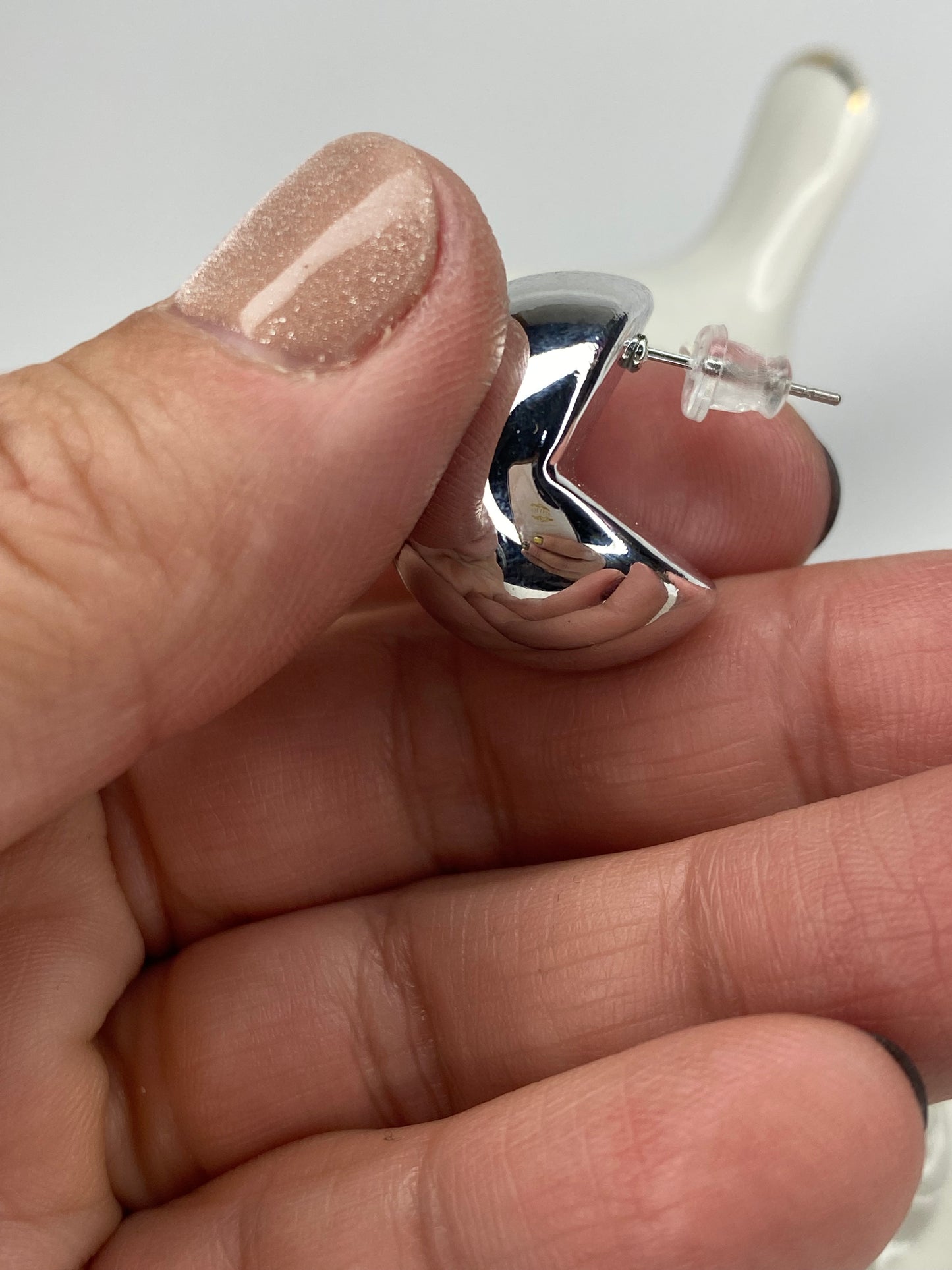 Aros Maxi esfera plateada, fantasía fina