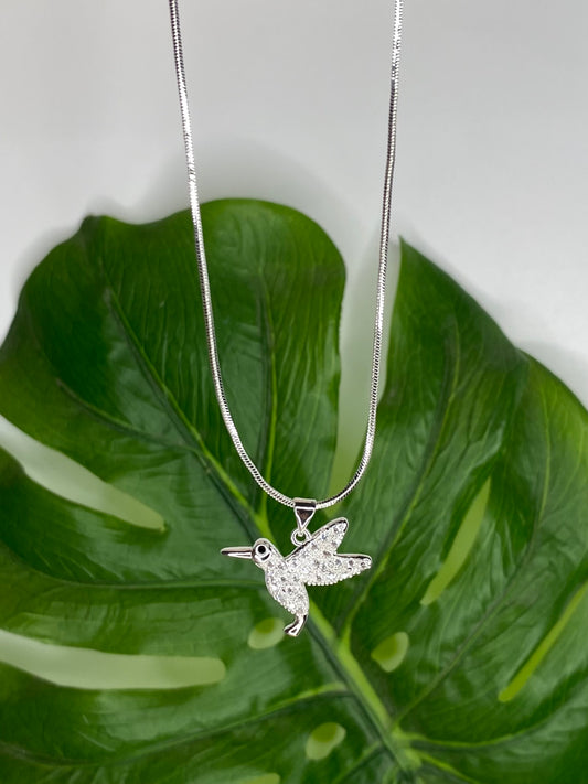 Collar Colibrí microcircones Plata italiana
