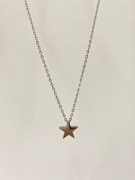 Collar Estrella acero plateado