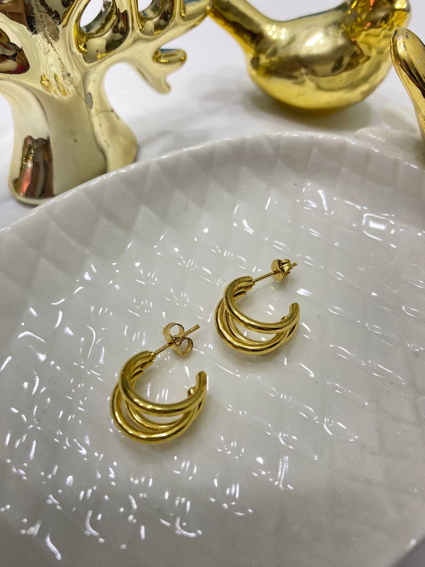Aros triple Argolla acero dorado tornillo