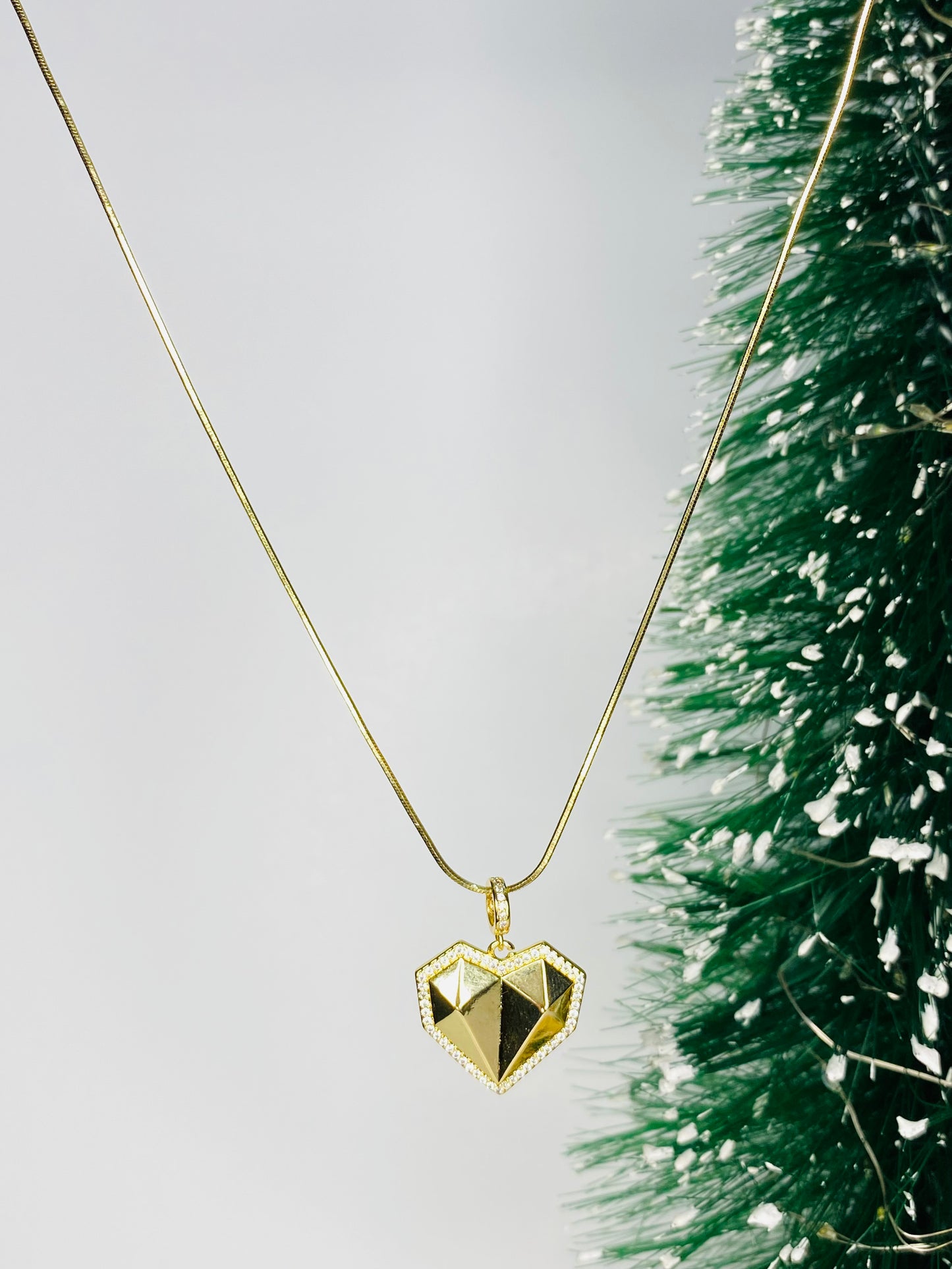 Collar Corazón diamante microcircones baño oro