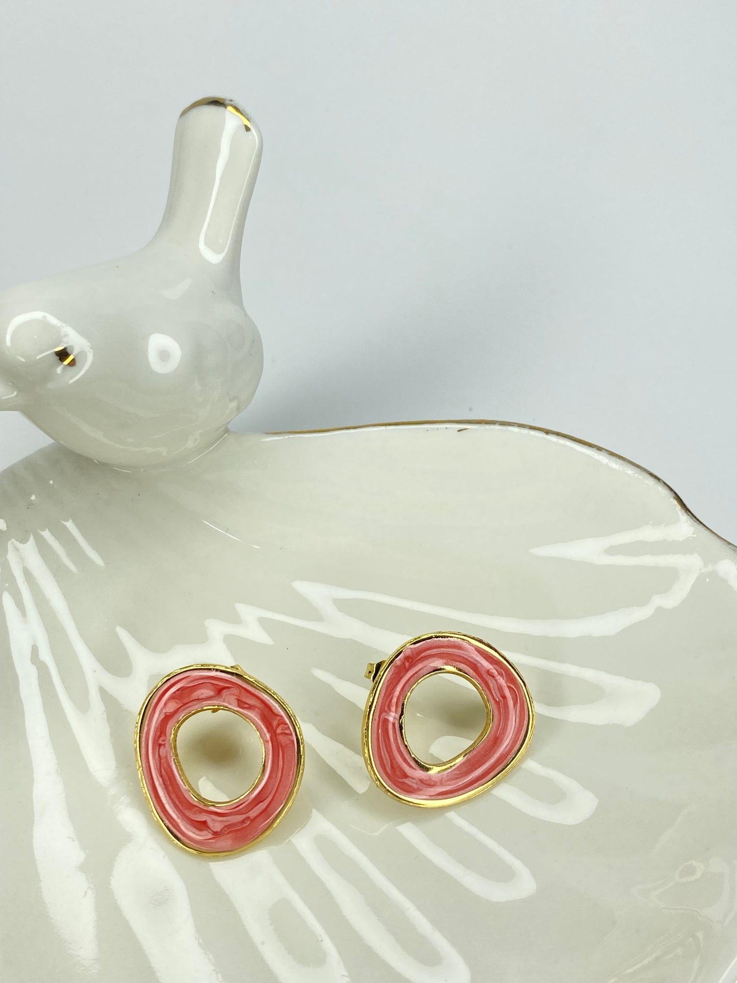 Aros dona acero coral/dorado 30mm