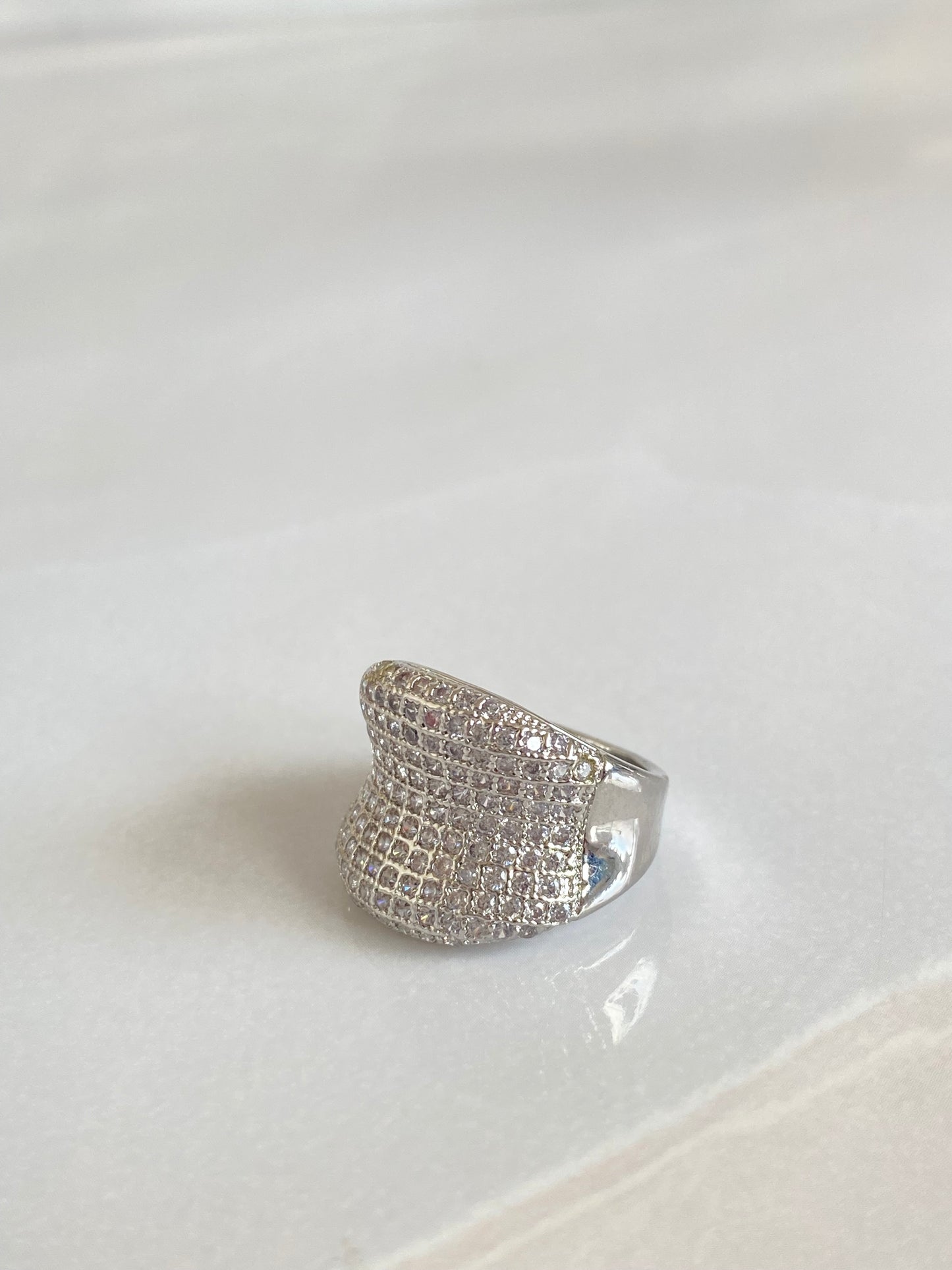 Anillo maxi Cintillo rodio plateado y microcircones