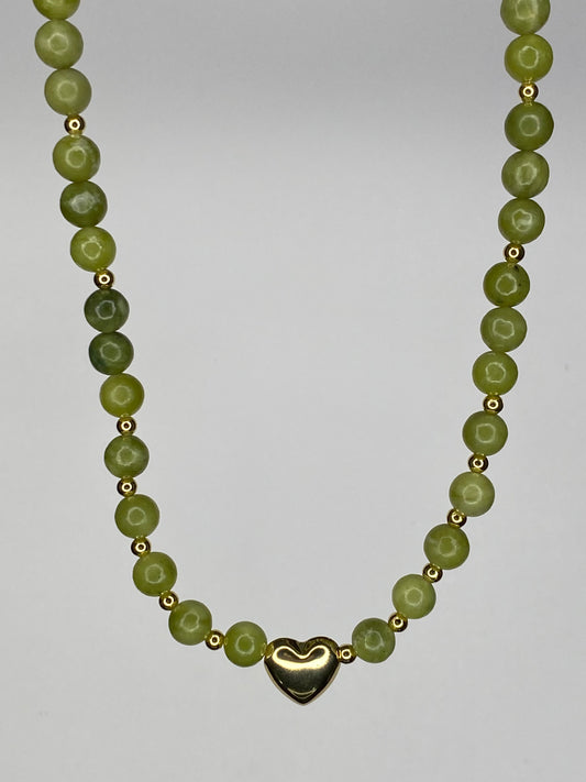 Collar Amor Pistacho piedras naturales 45 cms + 5 cms alargue