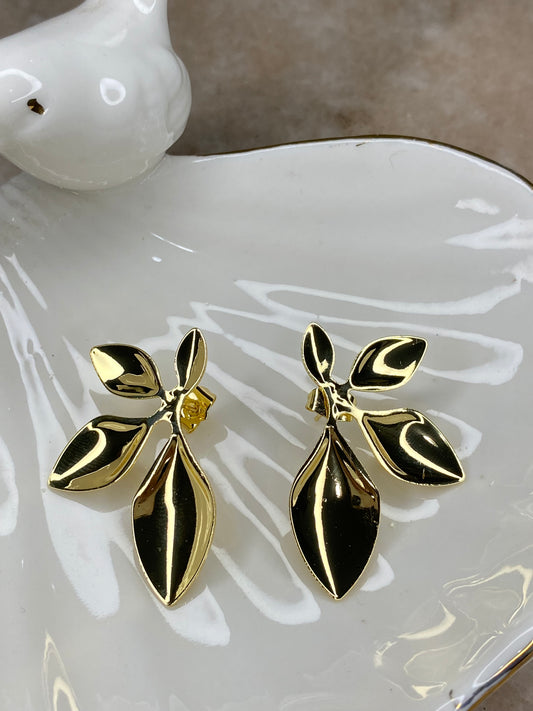 Aros Maxi Hojas baño de oro