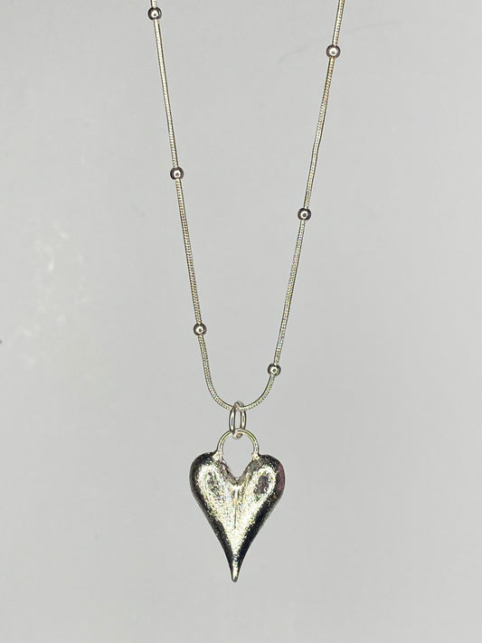 Collar Corazón Y Cadena baño de Plata