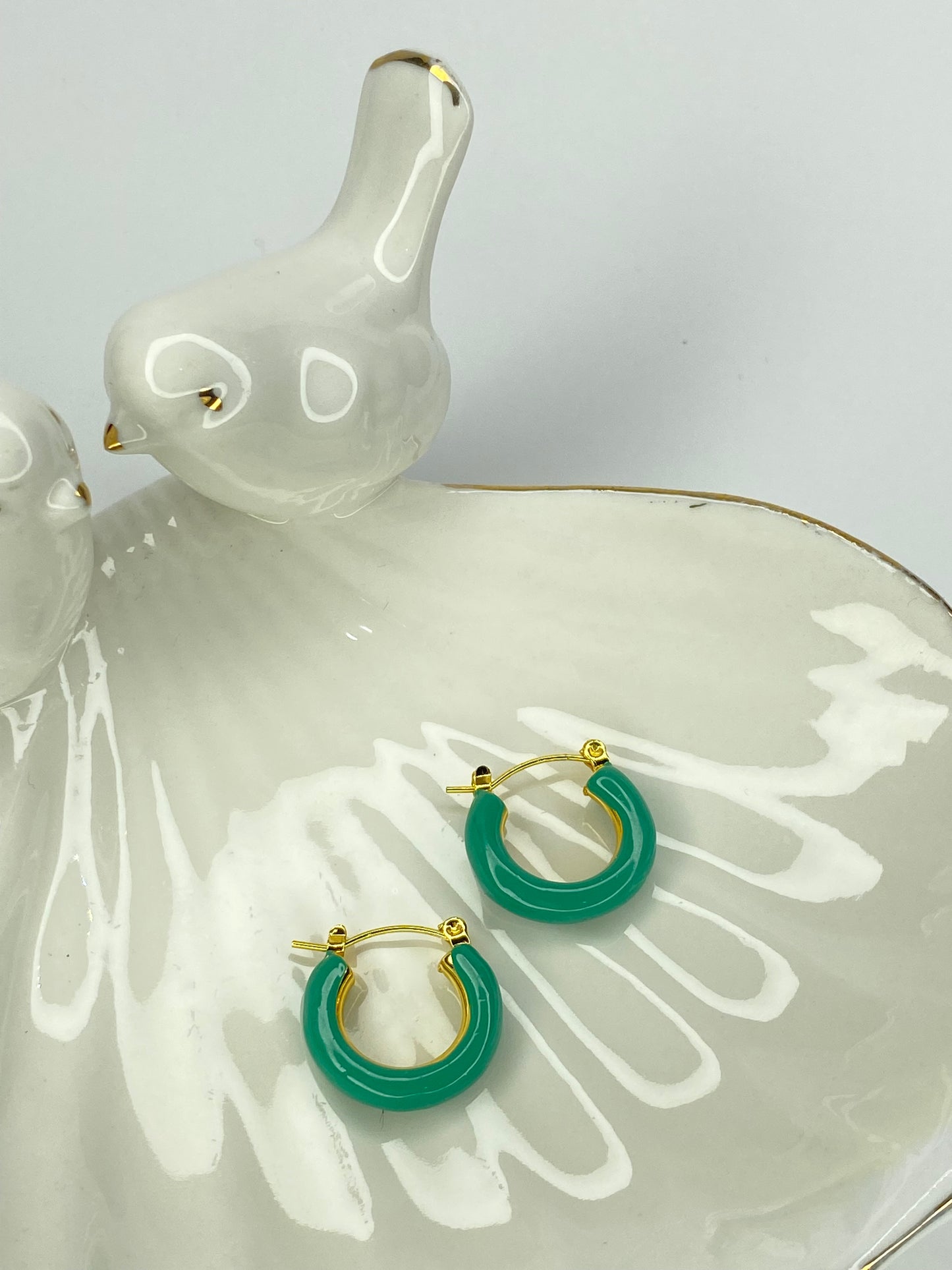Aros argolla esmaltada verde/acero 25mm