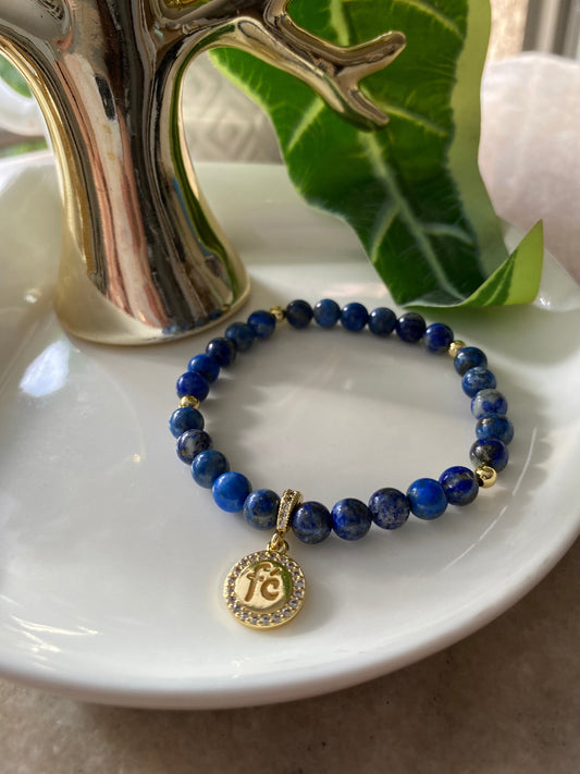 Pulsera Fe Con Piedras Lapizlazuli