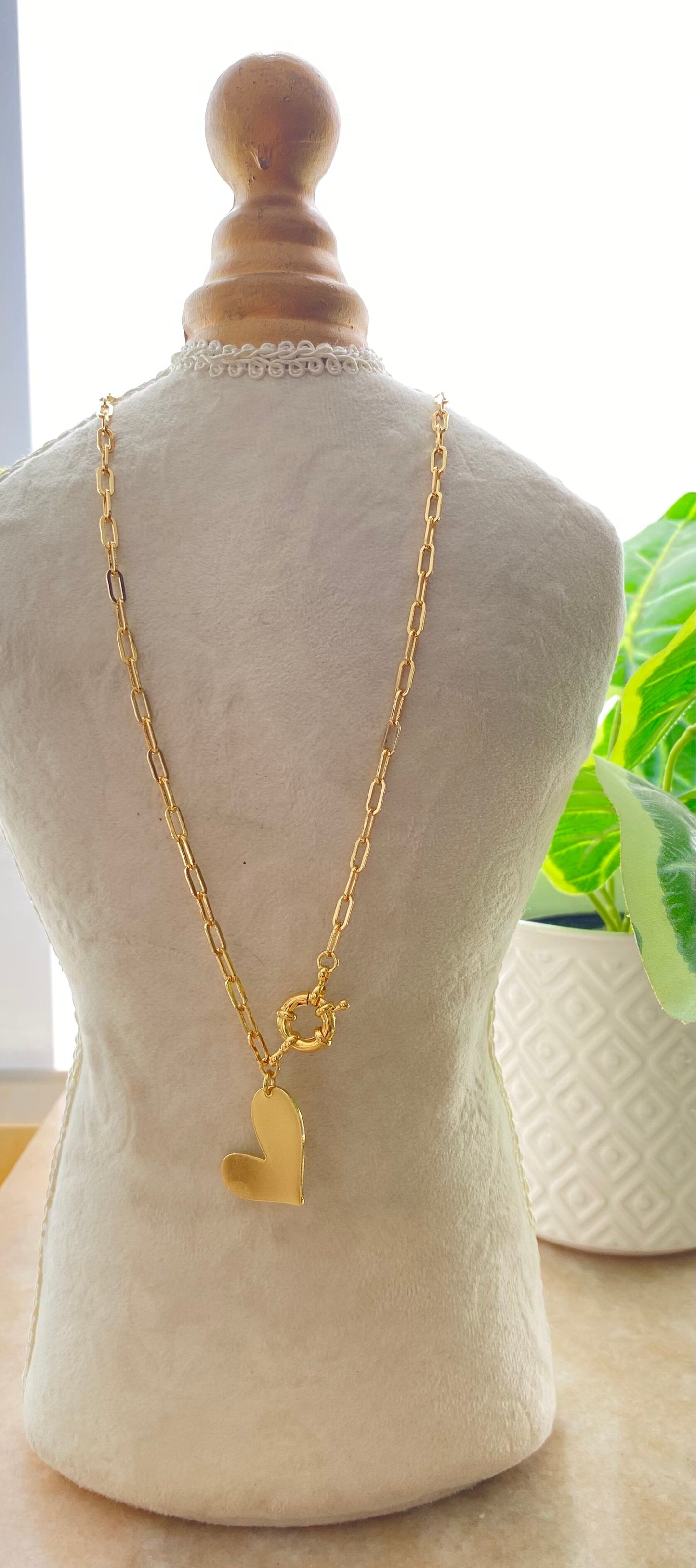 Collar Amor Con Cadena  Y Broche Baño Oro