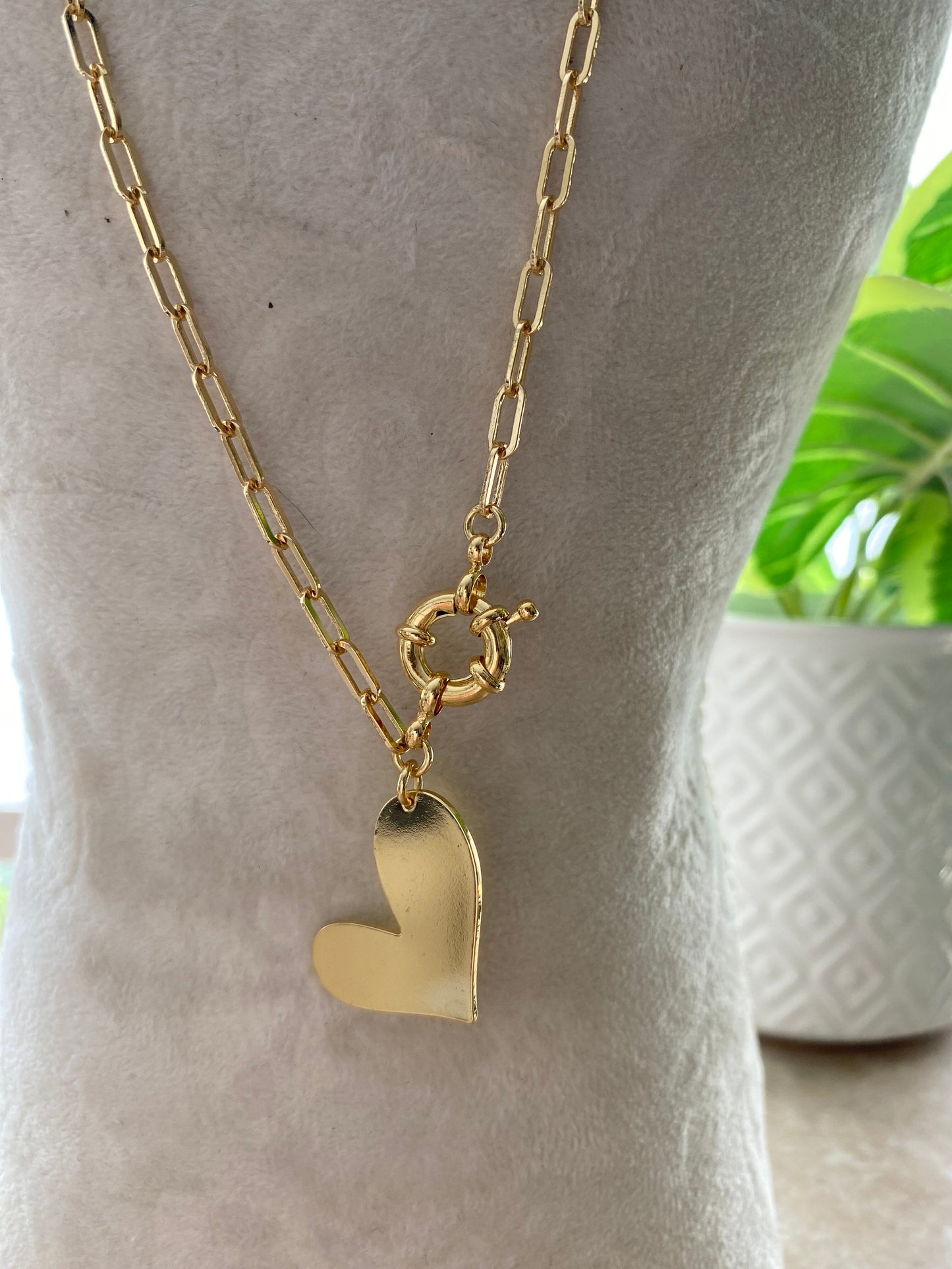 Collar Amor Con Cadena  Y Broche Baño Oro
