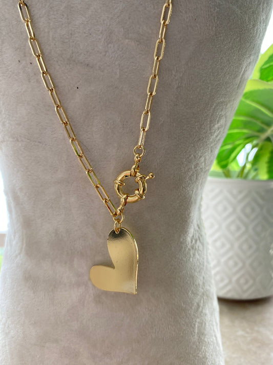 Collar Amor Con Cadena  Y Broche Baño Oro