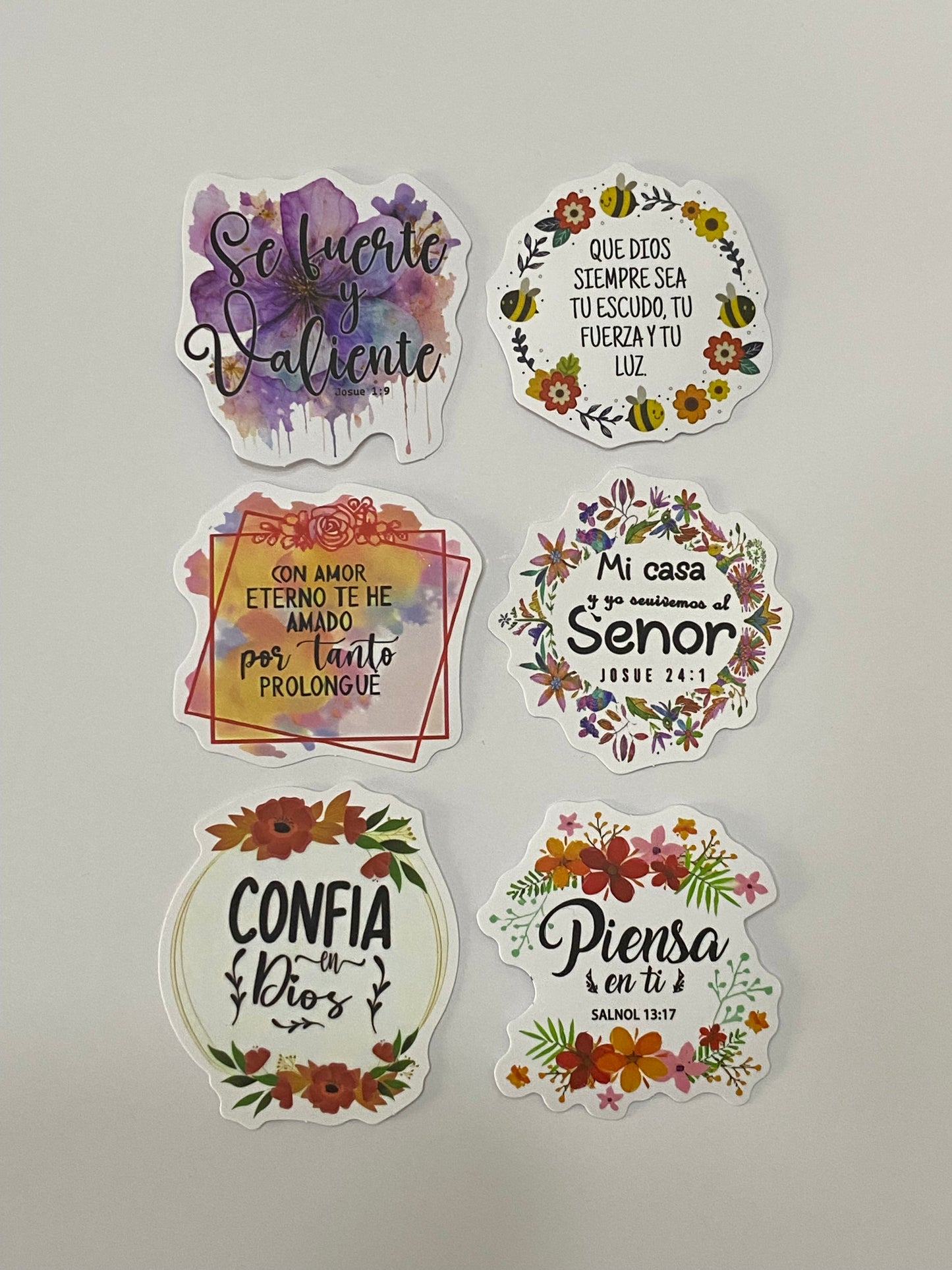 Set 6 stickers “Se Fuerte y Valiente”