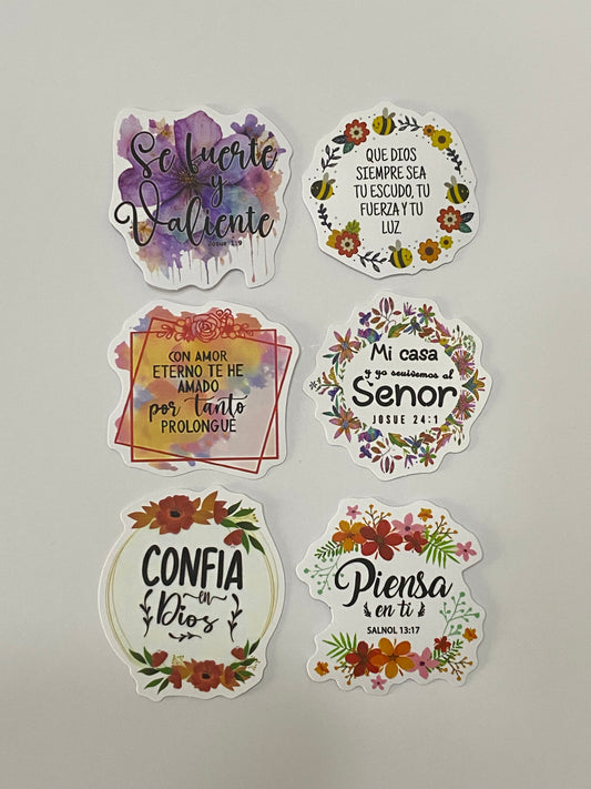 Set 6 stickers “Se Fuerte y Valiente”